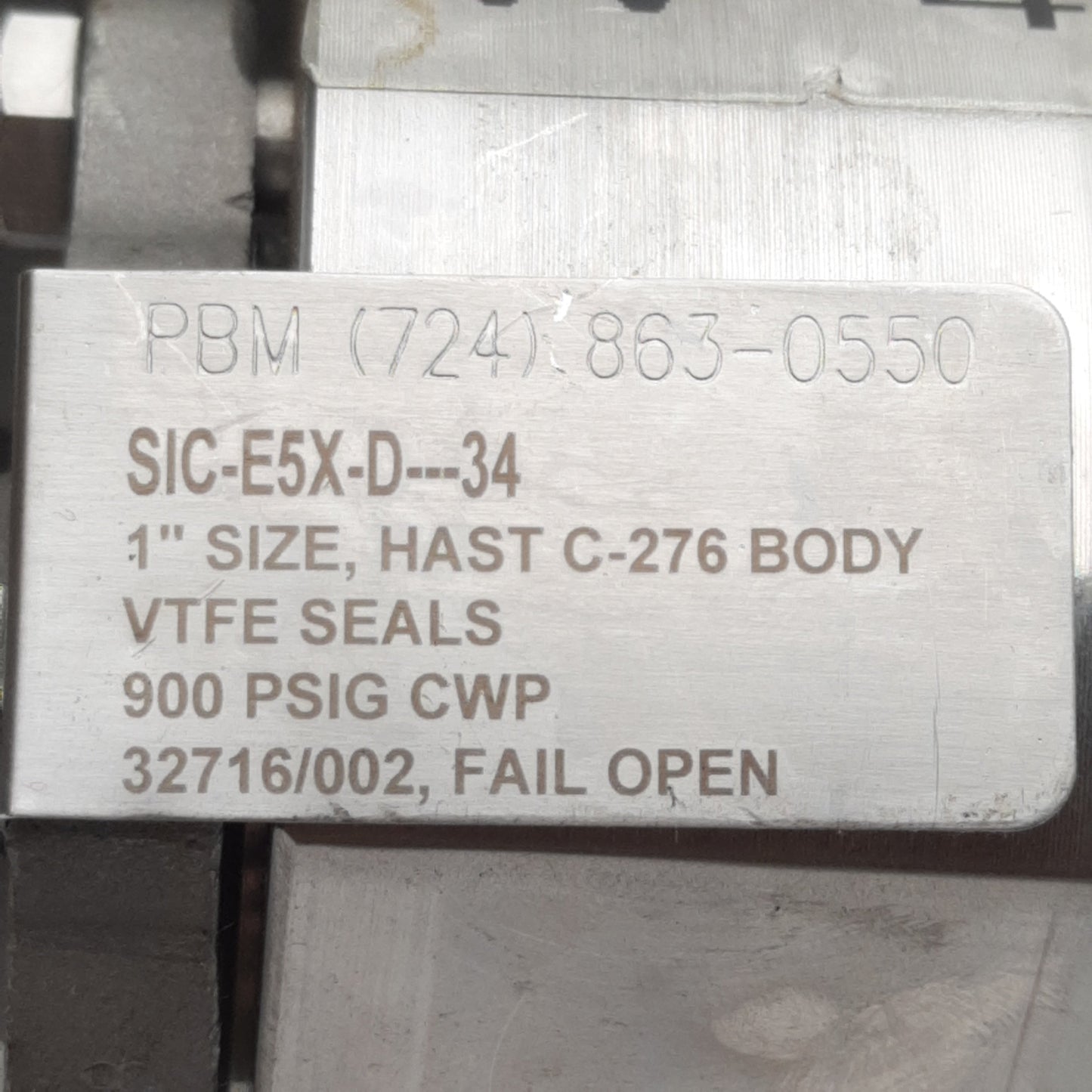 Used PBM PAVBL453S-0075 SIC-E5X-D-34 Actuator & Ball Valve, ø1in Tube, 120psi Max