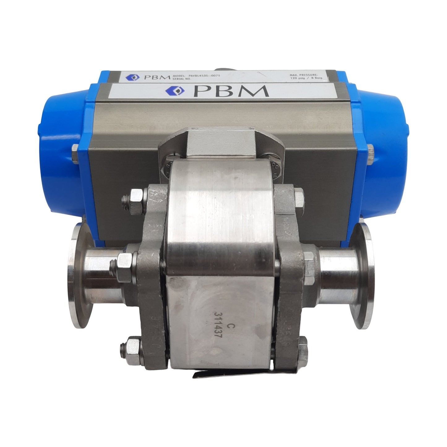 Used PBM PAVBL453S-0075 SIC-E5X-D-34 Actuator & Ball Valve, ø1in Tube, 120psi Max