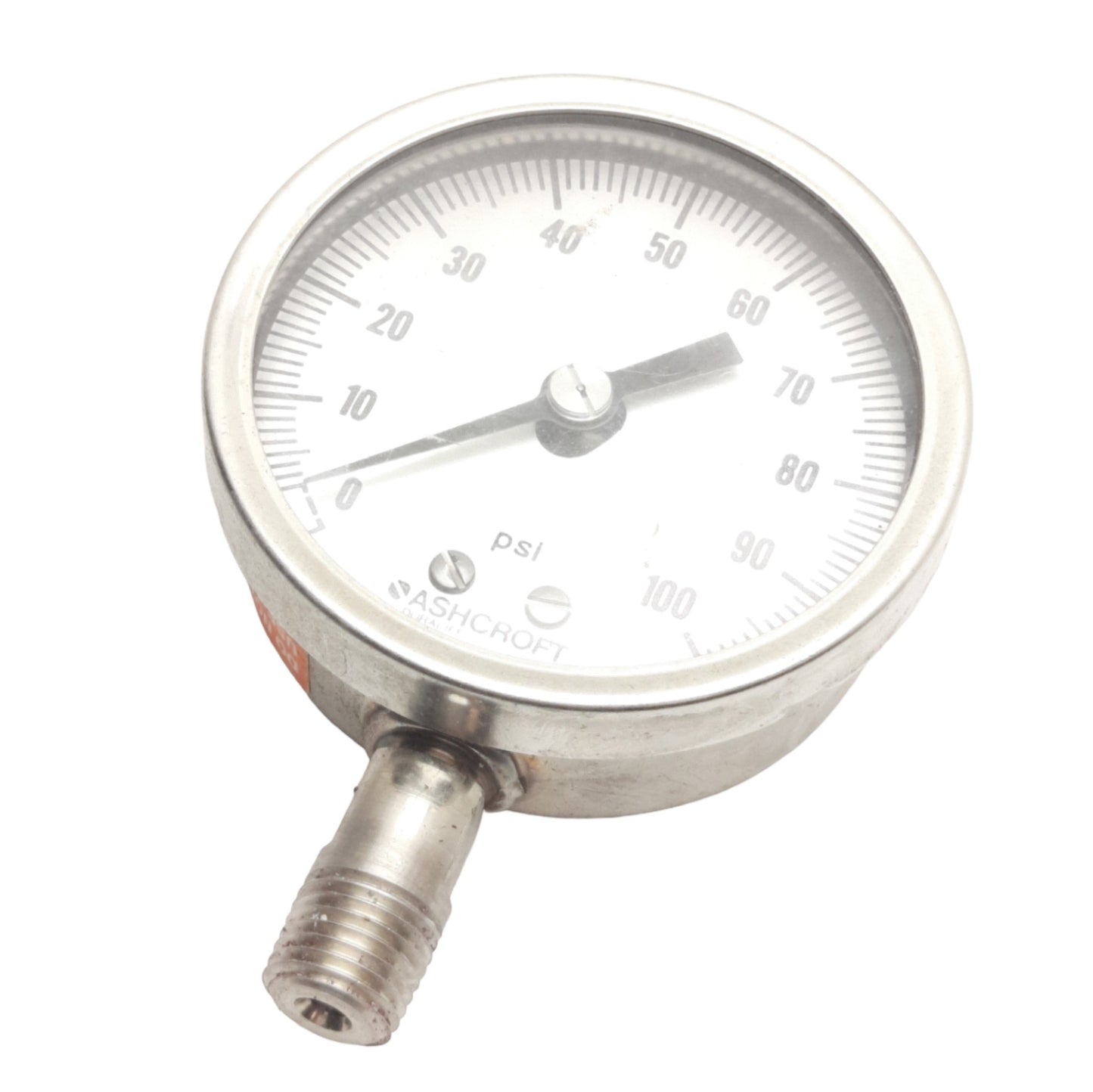 Used Ashcroft 638009S4N02LP0#100 Stainless Steel Gauge 1/4in NPT, 0-100psi