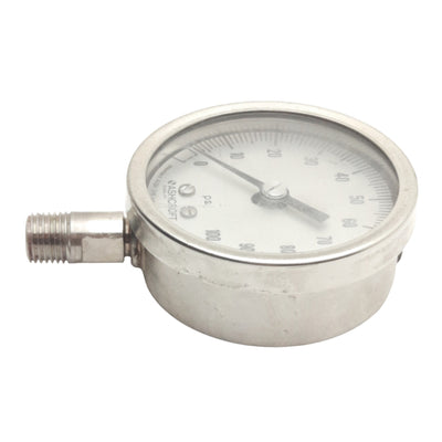 Used Ashcroft 638009S4N02LP0#100 Stainless Steel Gauge 1/4in NPT, 0-100psi
