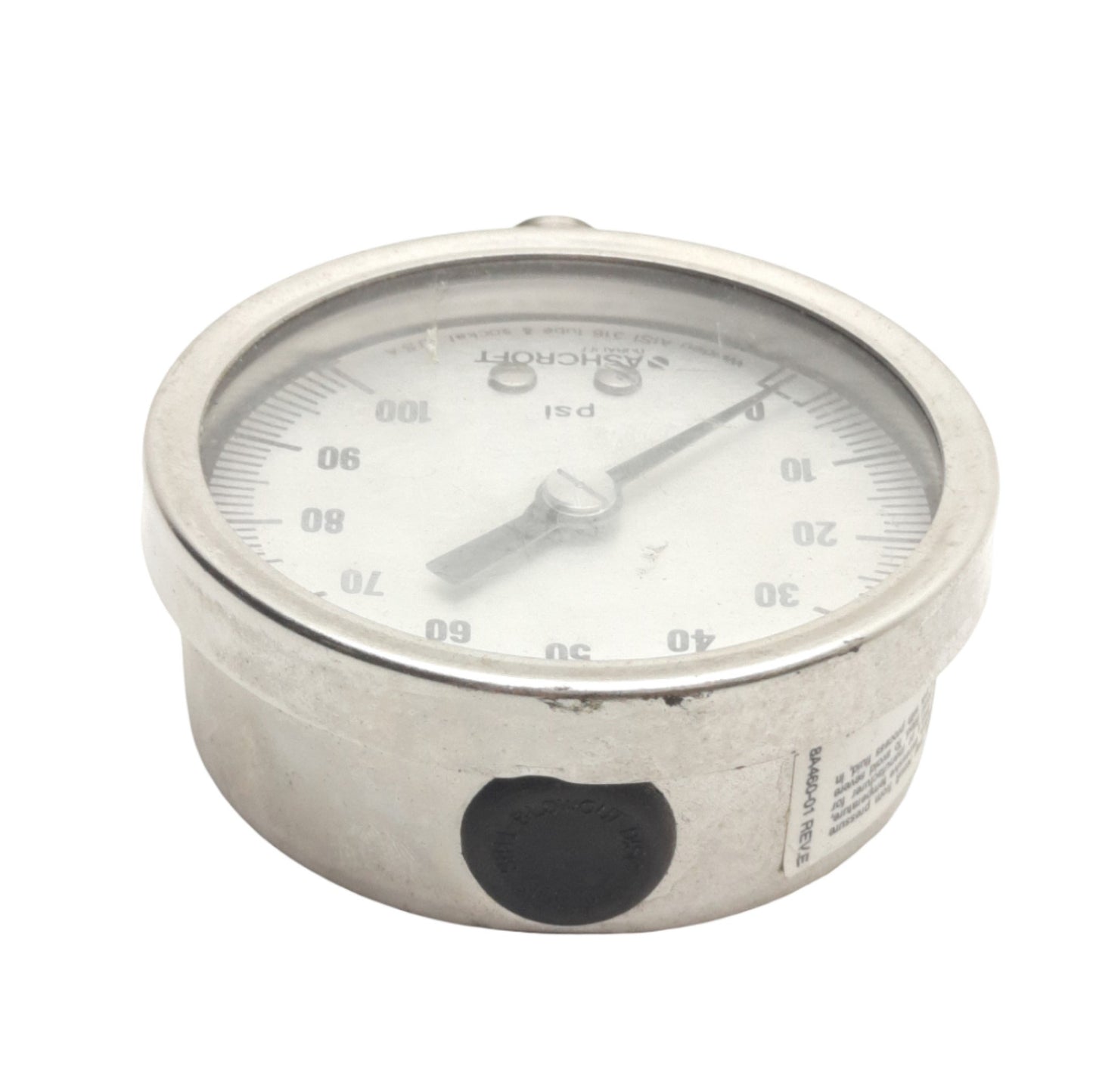 Used Ashcroft 638009S4N02LP0#100 Stainless Steel Gauge 1/4in NPT, 0-100psi