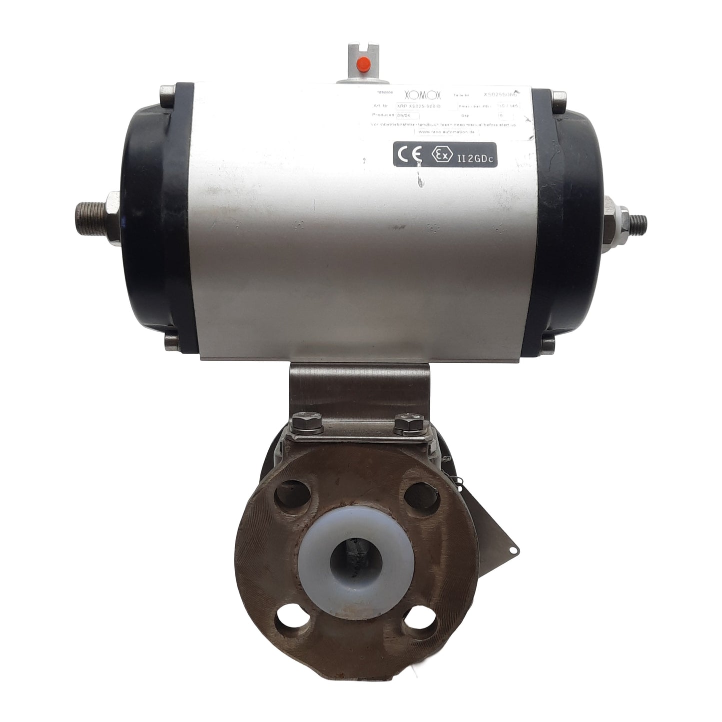 Used XOMOX XRP XS025-S08-B Pneumatic Actuator & Ball Valve, ø1in Flange, 145psi Max