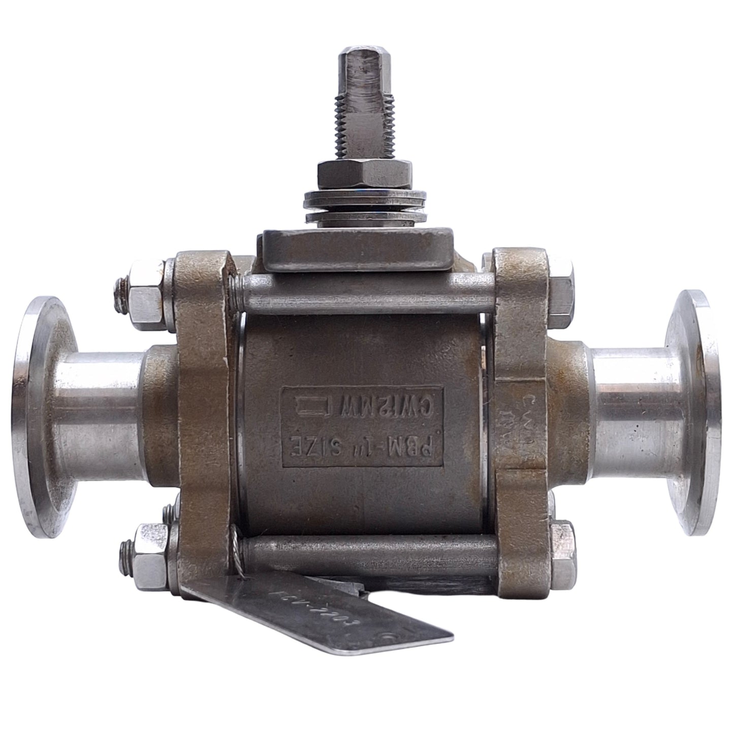 Used PBM SIC-E5X-J Hastelloy Ball Valve 1in Size, 900PSIG Max, 1in Tri-Clamp