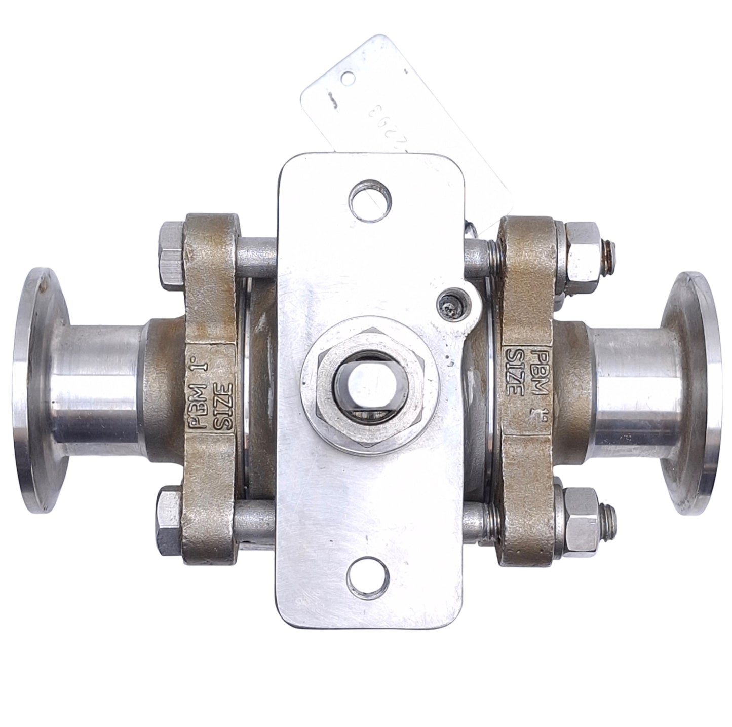 Used PBM SIC-E5X-J Hastelloy Ball Valve 1in Size, 900PSIG Max, 1in Tri-Clamp