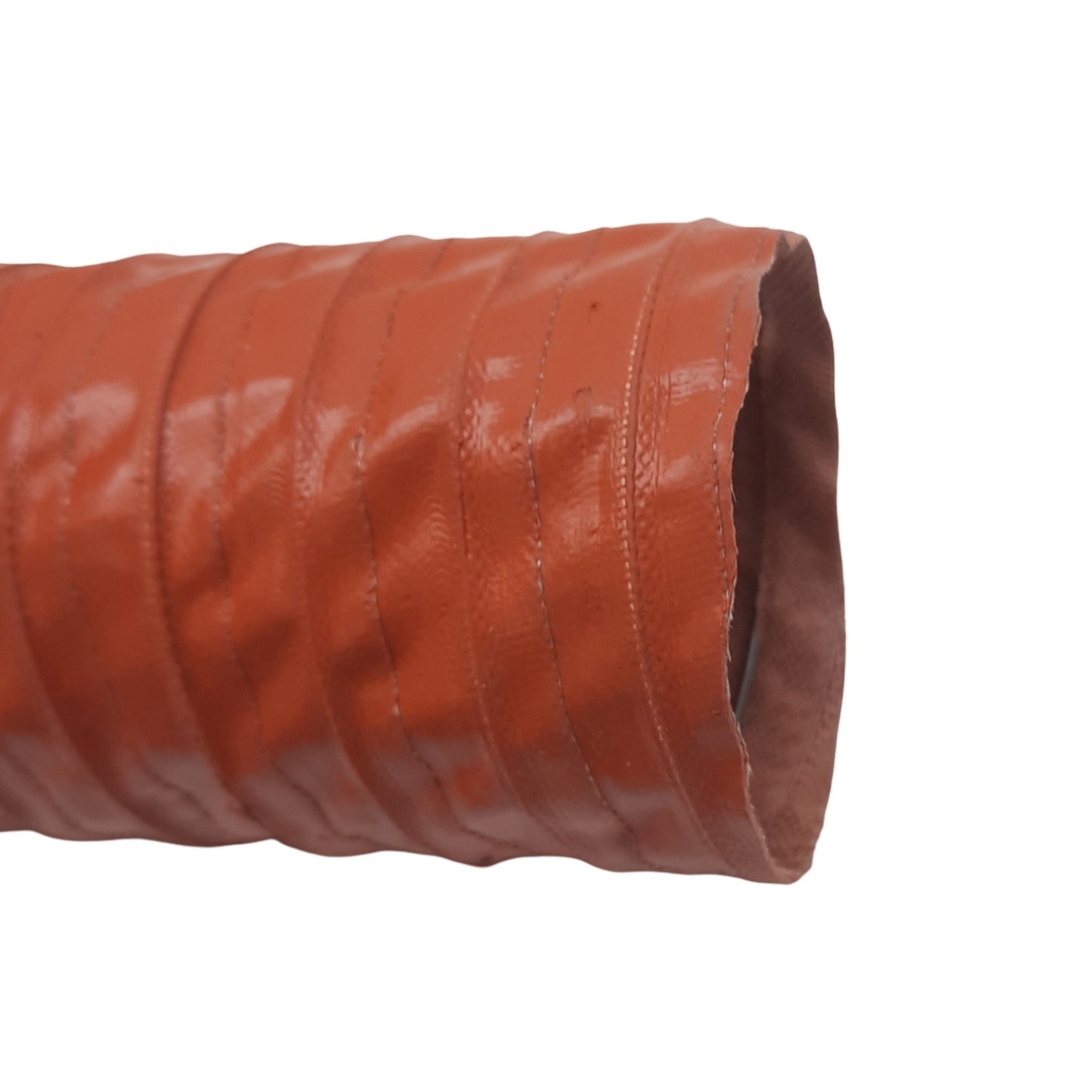 Used High Temperature Material Feed Hose, 2.25in ID x 10ft, 2-Ply Silicone Wire Lined