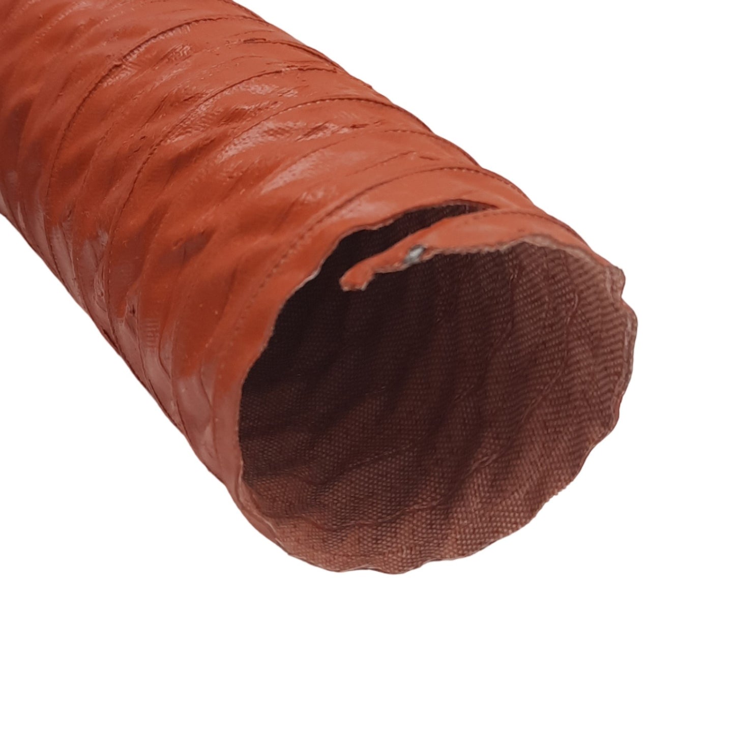 Used High Temperature Material Feed Hose, 2.25in ID x 10ft, 2-Ply Silicone Wire Lined