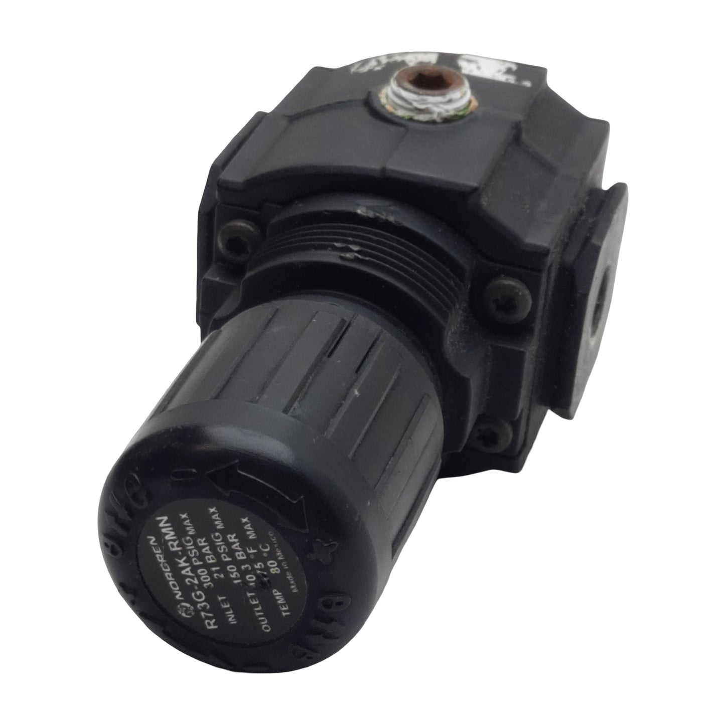Used Norgren R73G-2AK-RMN Pressure Regulator, 1/4" PTF, 300psi In 150psi Set, 127scfm
