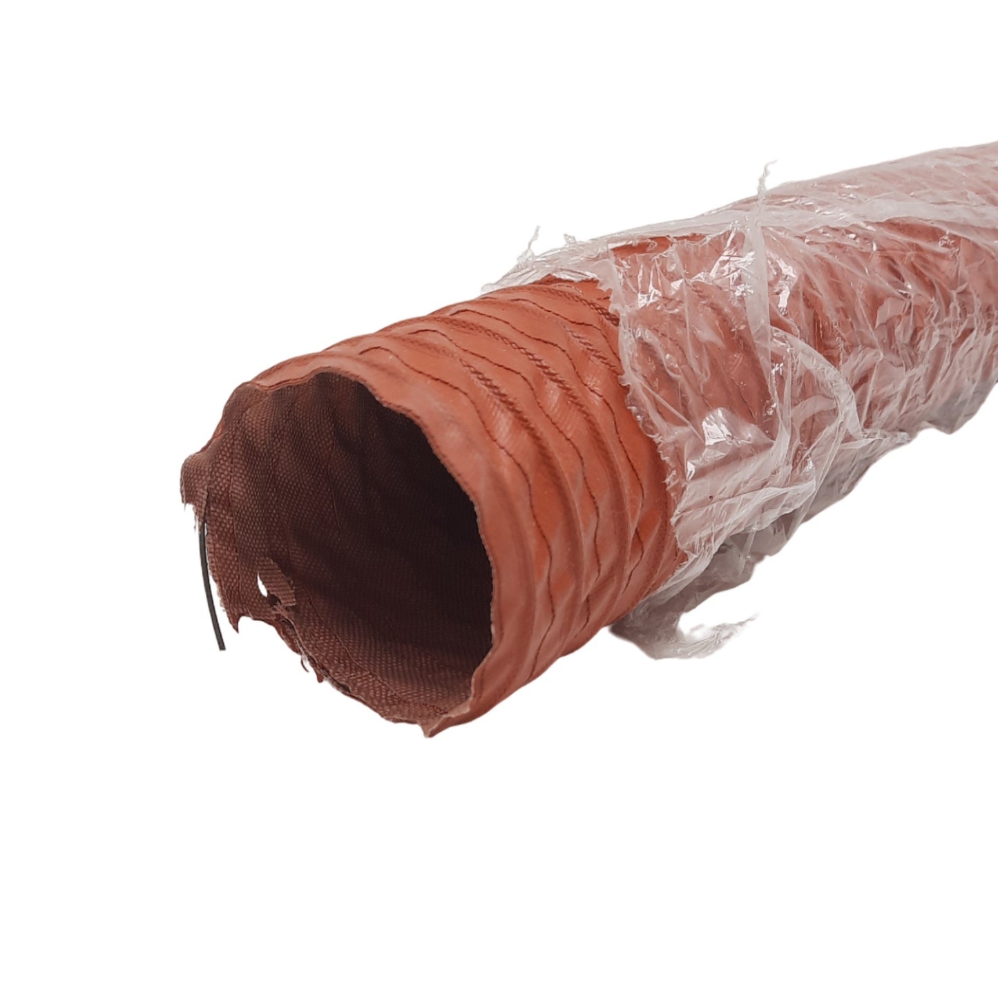 Used High Temperature Material Feed Hose, 2.5in ID x 6ft, 2-Ply Silicone Wire Lined