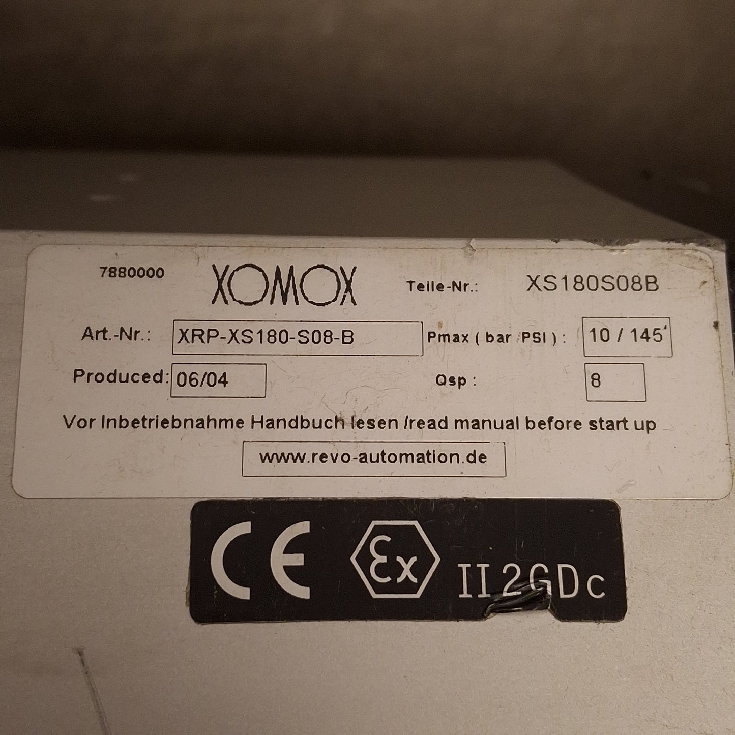 Used Xomox XRP-XS180-S08-B Pneumatic Spring Return Actuator, 90°, 145PSI, 1/4in NPT