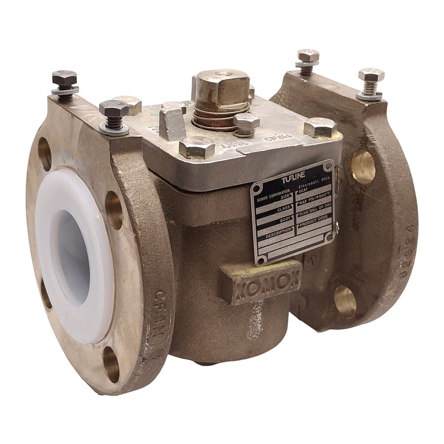 Used Xomox 2"-061-6-P6-6-P6-N Tufline 2-Way Lined Plug Valve, 195PSI, ø6" Flange, PFA