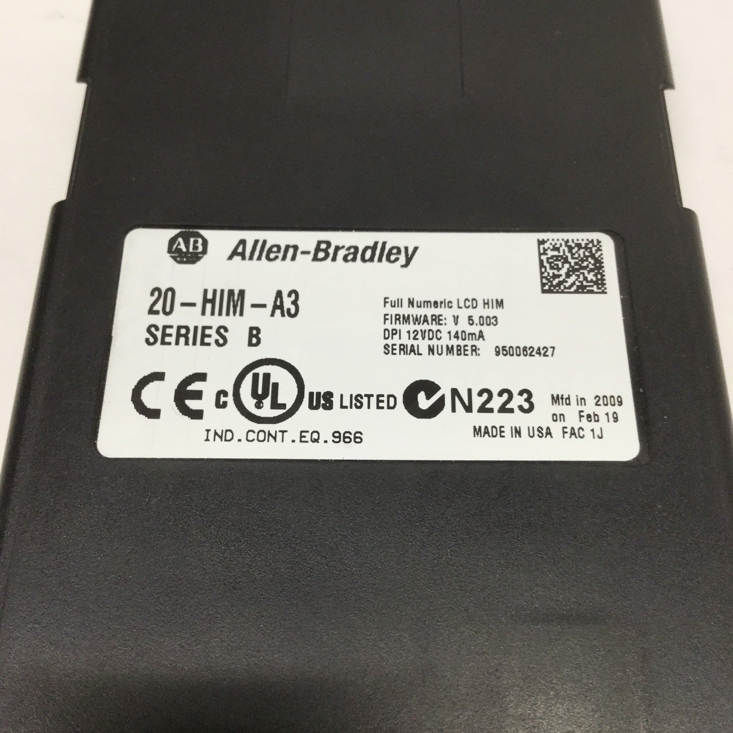 Used Allen Bradley 20-HIM-A3 Ser B PowerFlex 7 LCD Human Interface Display Module