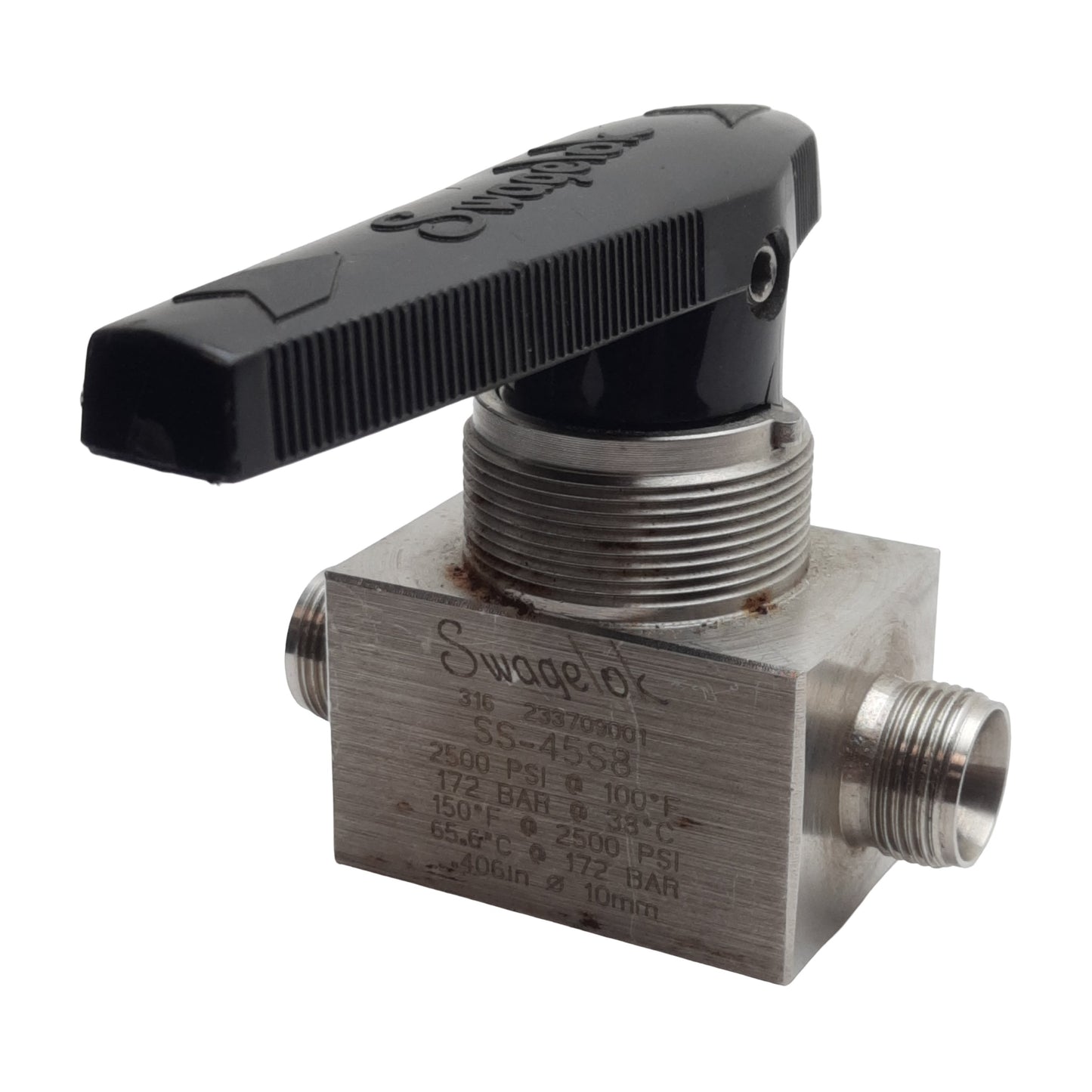 Used Swagelok SS-45S8 Ball Valve, ø1/2in Swagelok, 12Cv, 2500psi, *Missing Nuts*
