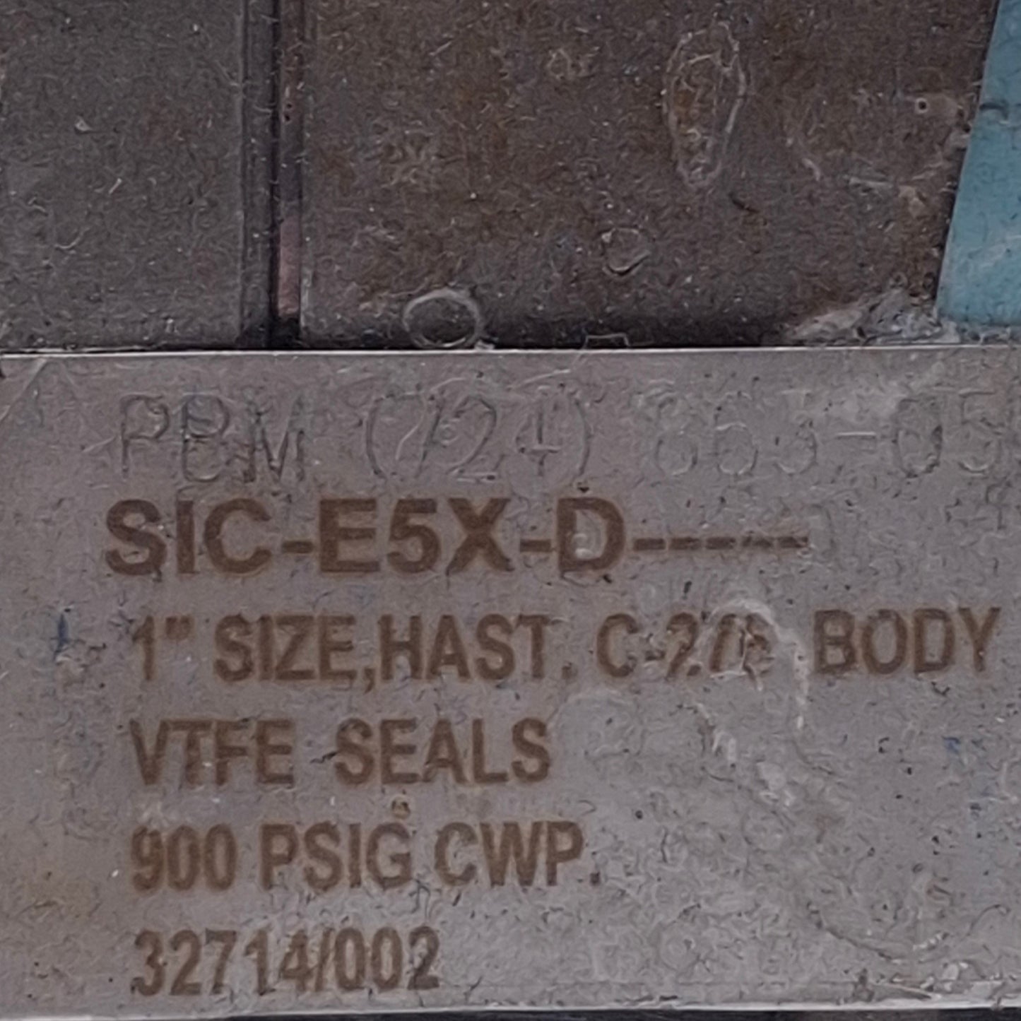 Used PBM SIC-E5X-D Hastelloy Ball Valve 1in Size, 900PSIG Max, 1in Tri-Clamp