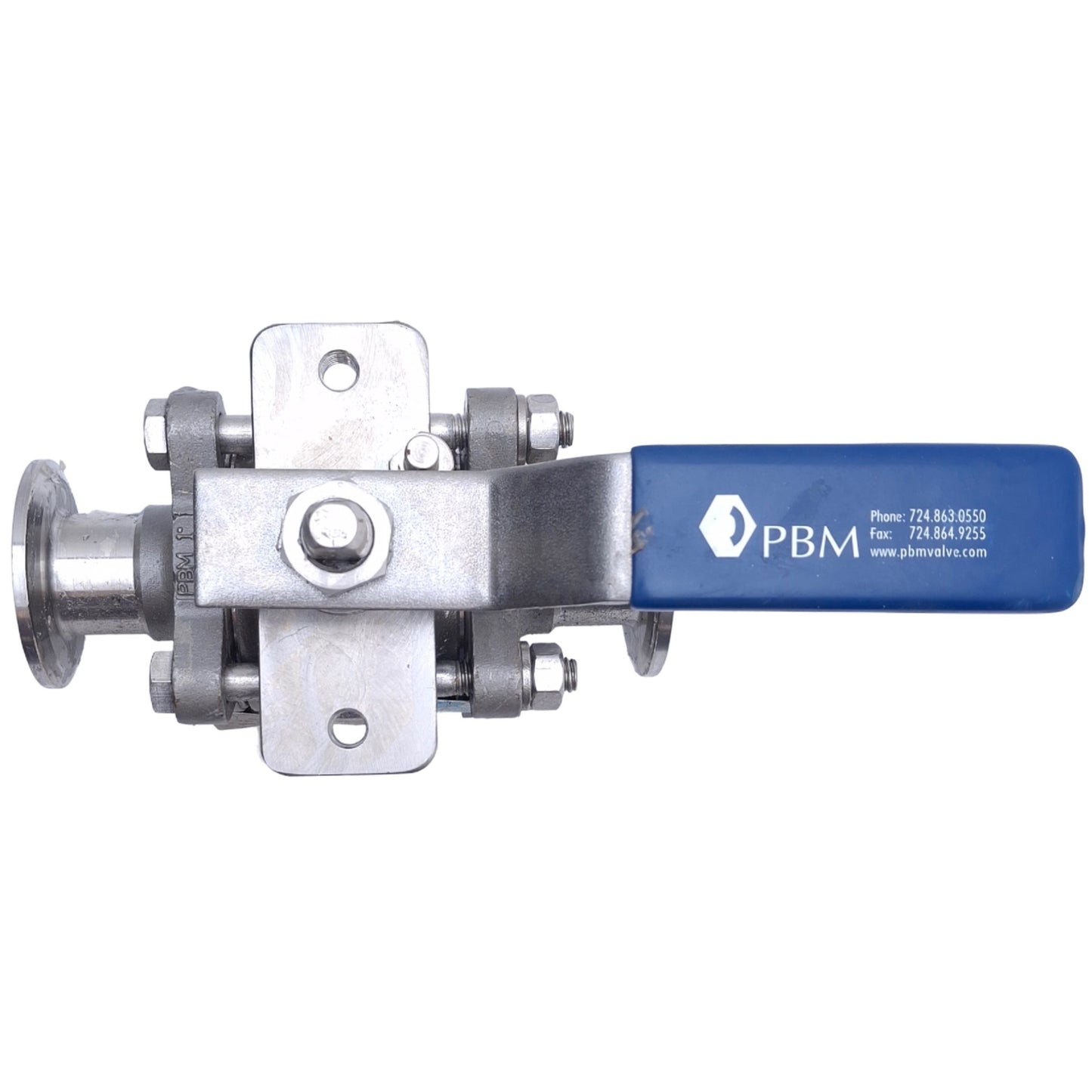 Used PBM SIC-E5X-D Hastelloy Ball Valve 1in Size, 900PSIG Max, 1in Tri-Clamp
