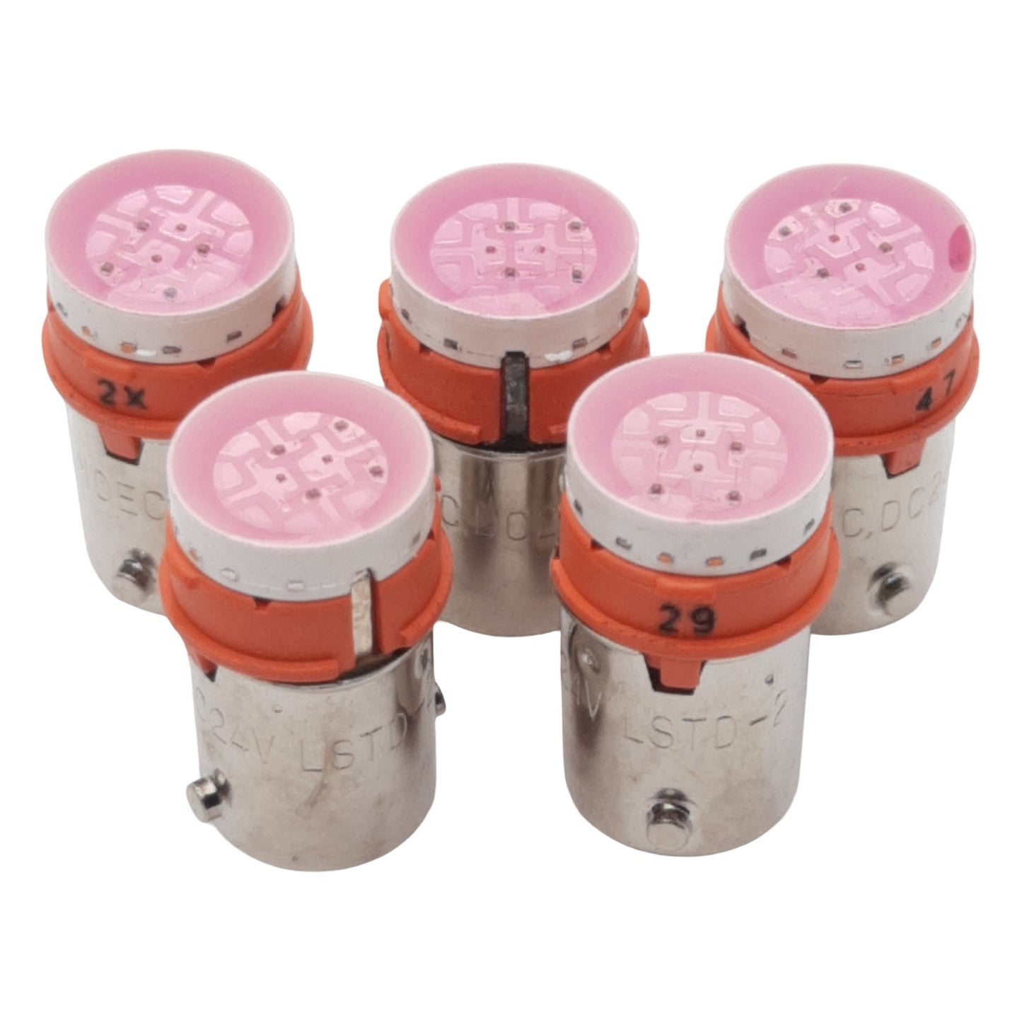 Used Lot of 5 Idec LSTD-2R Pushbutton LED Bulb, Red, 24VDC, 22mm Mount