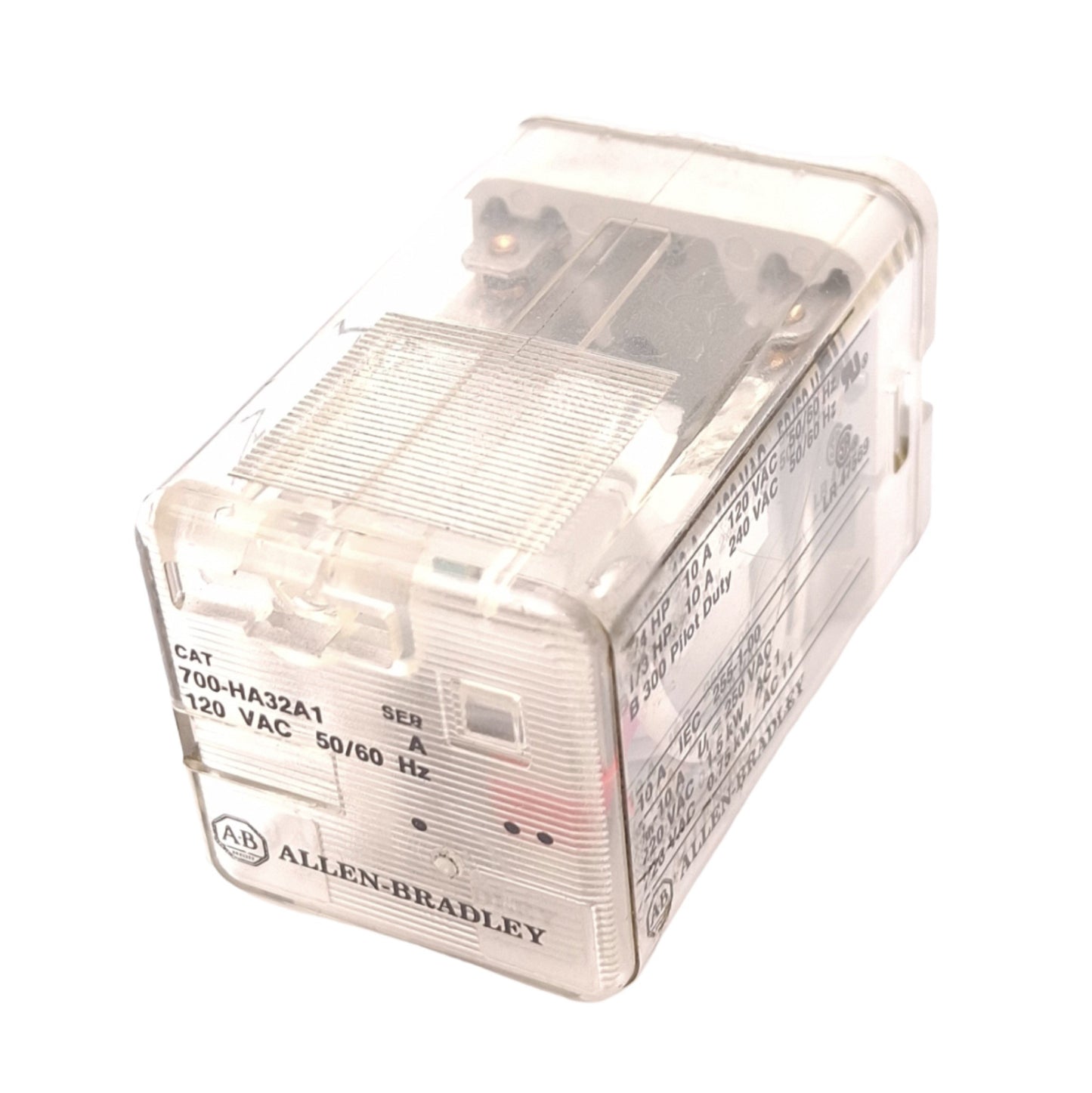 Used Allen Bradley 700-HA32A1 A Plug-In Relay, DPDT, 8-Pin Octal, 10A, 120VAC Coil