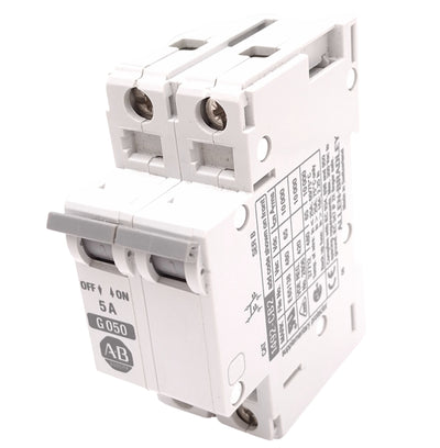 Used Allen Bradley 1492-CB2G050 Circuit Breaker, 2-Pole, 5A, 480VAC/65VDC Max