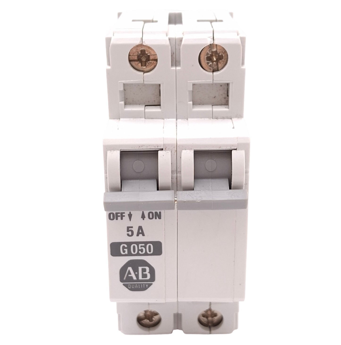 Used Allen Bradley 1492-CB2G050 Circuit Breaker, 2-Pole, 5A, 480VAC/65VDC Max