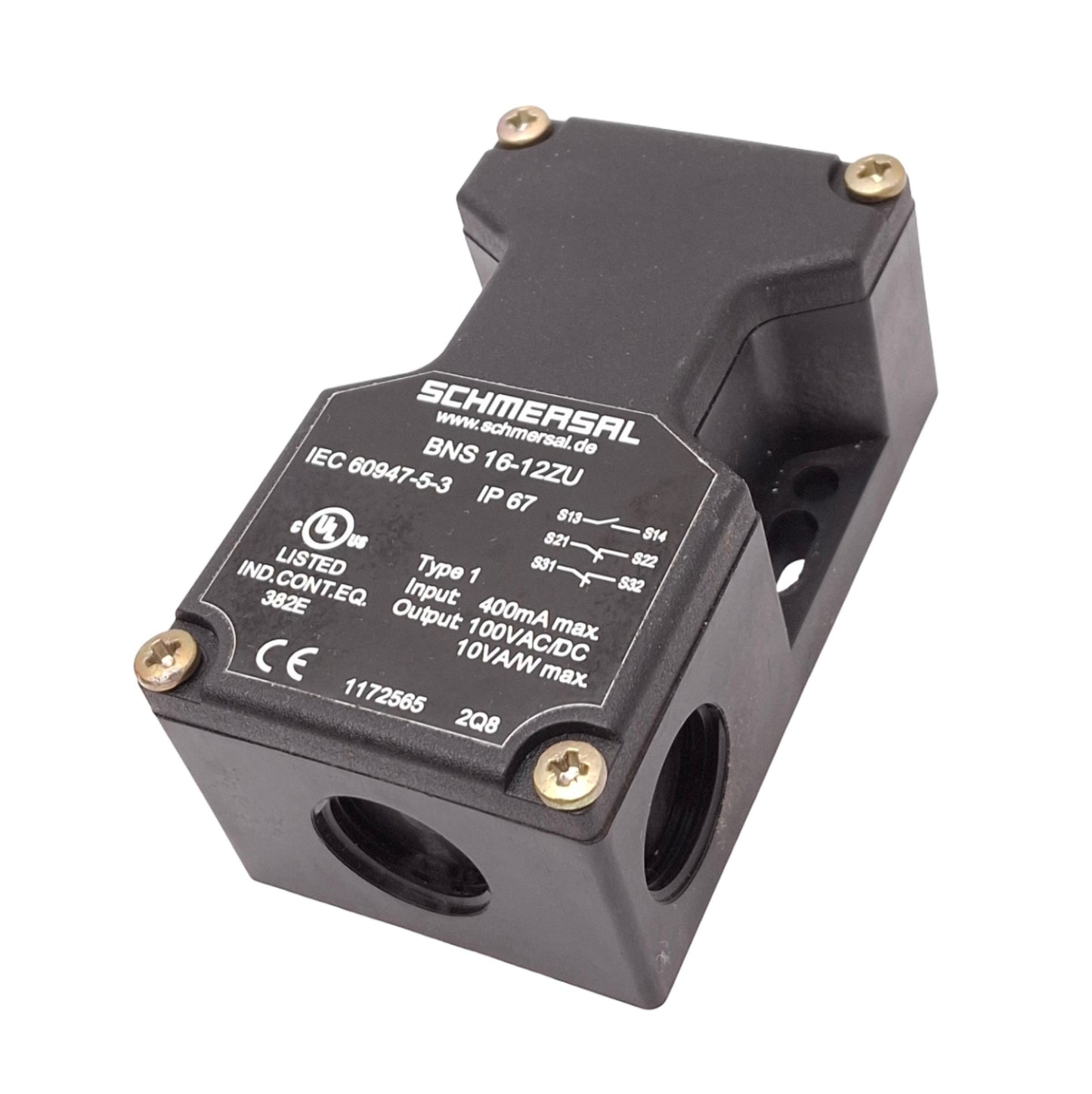 Used Schmersal BNS 16-12ZU Magnetic Safety Sensor, 1NO 2NC, 400mA In, 100VAC/DC Out