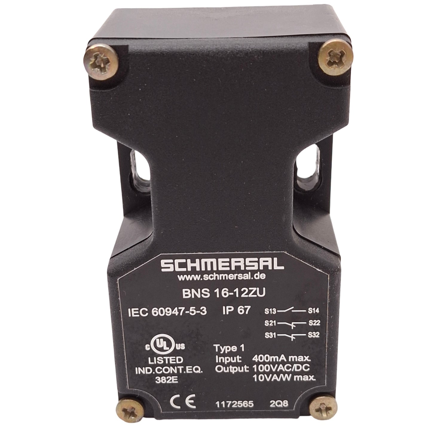 Used Schmersal BNS 16-12ZU Magnetic Safety Sensor, 1NO 2NC, 400mA In, 100VAC/DC Out