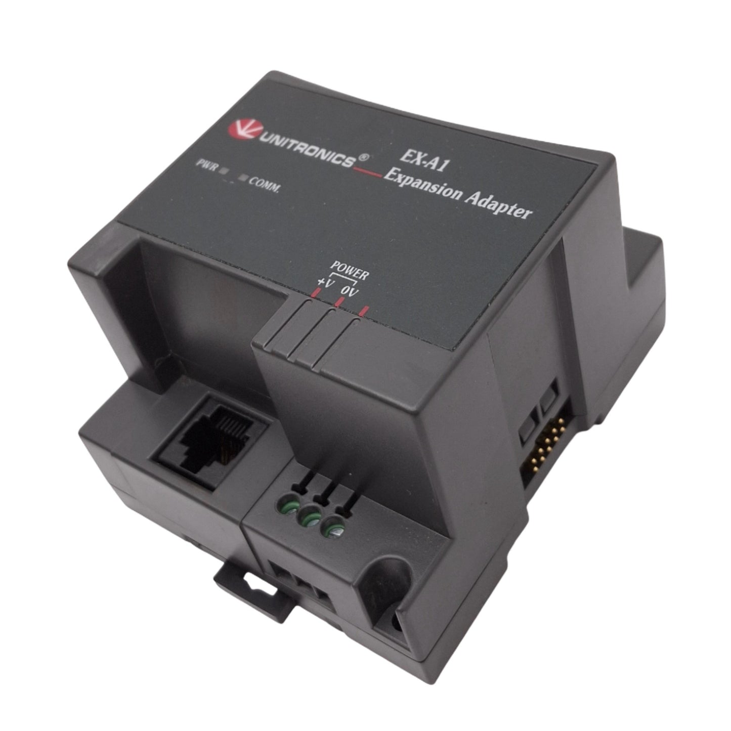 Used Unitronics EX-A1X I/O Expansion Adapter for Unitronics PLC/HMI, RJ45, 12/24VDC