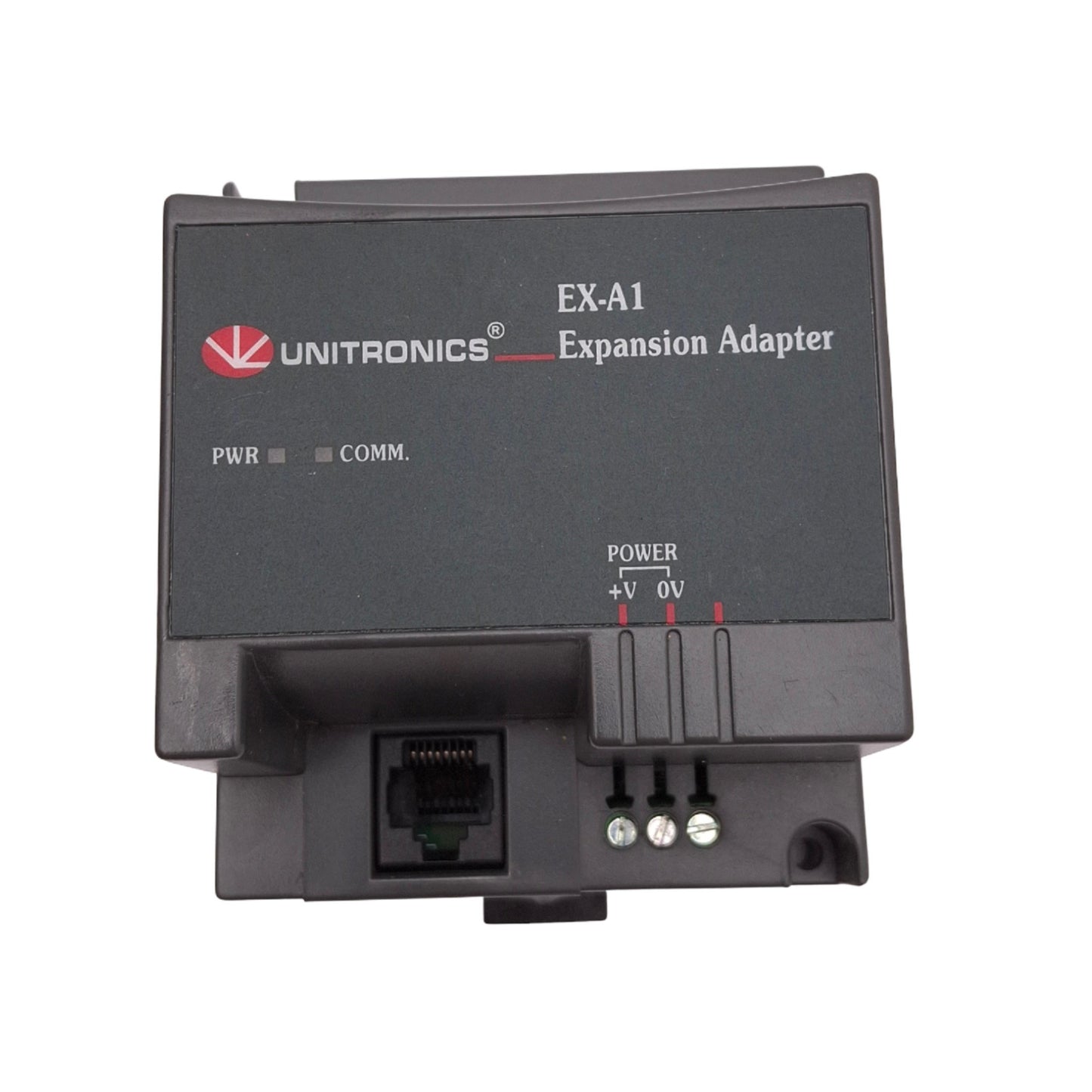Used Unitronics EX-A1X I/O Expansion Adapter for Unitronics PLC/HMI, RJ45, 12/24VDC