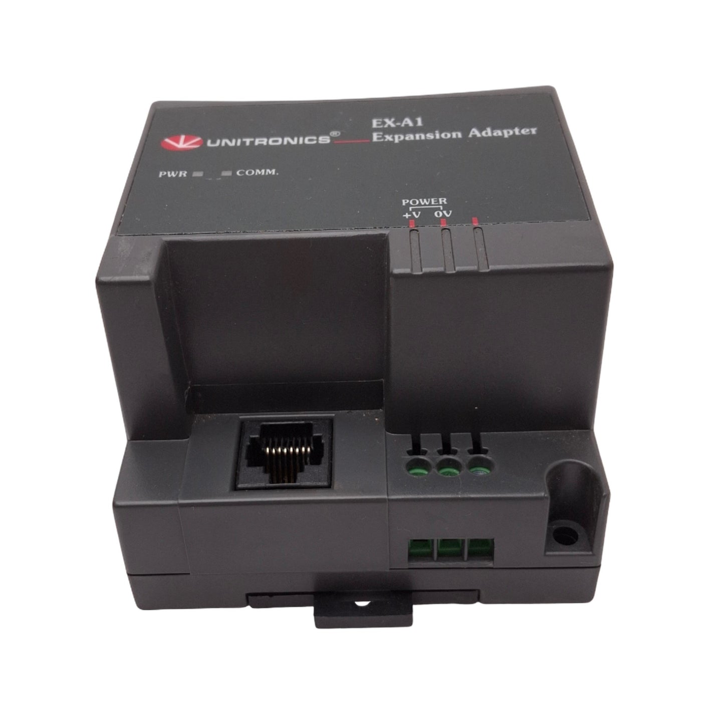 Used Unitronics EX-A1X I/O Expansion Adapter for Unitronics PLC/HMI, RJ45, 12/24VDC