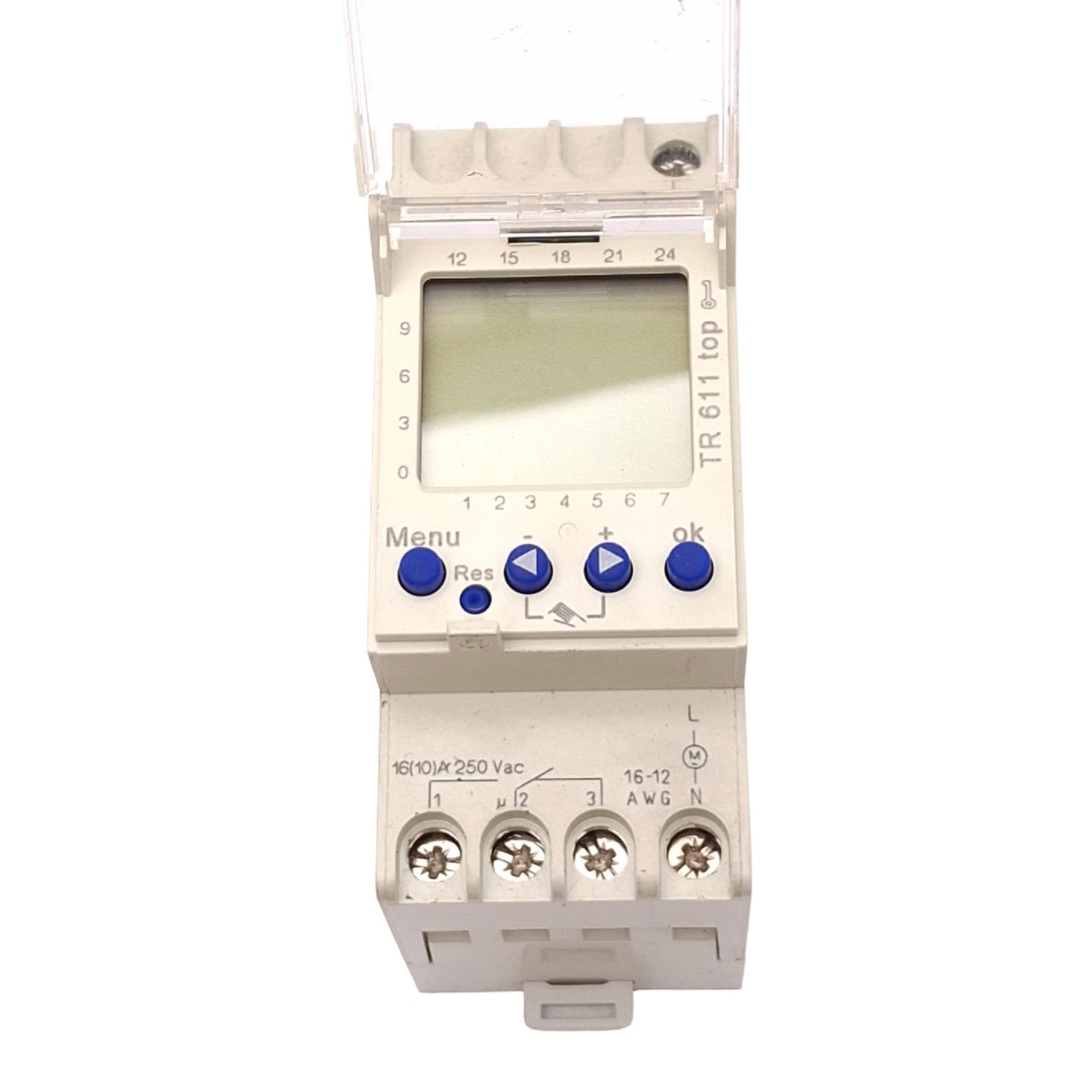 Used Theben 6111814 TR611 Termina Top Programmable Digital Time Switch, 250VAC 10A