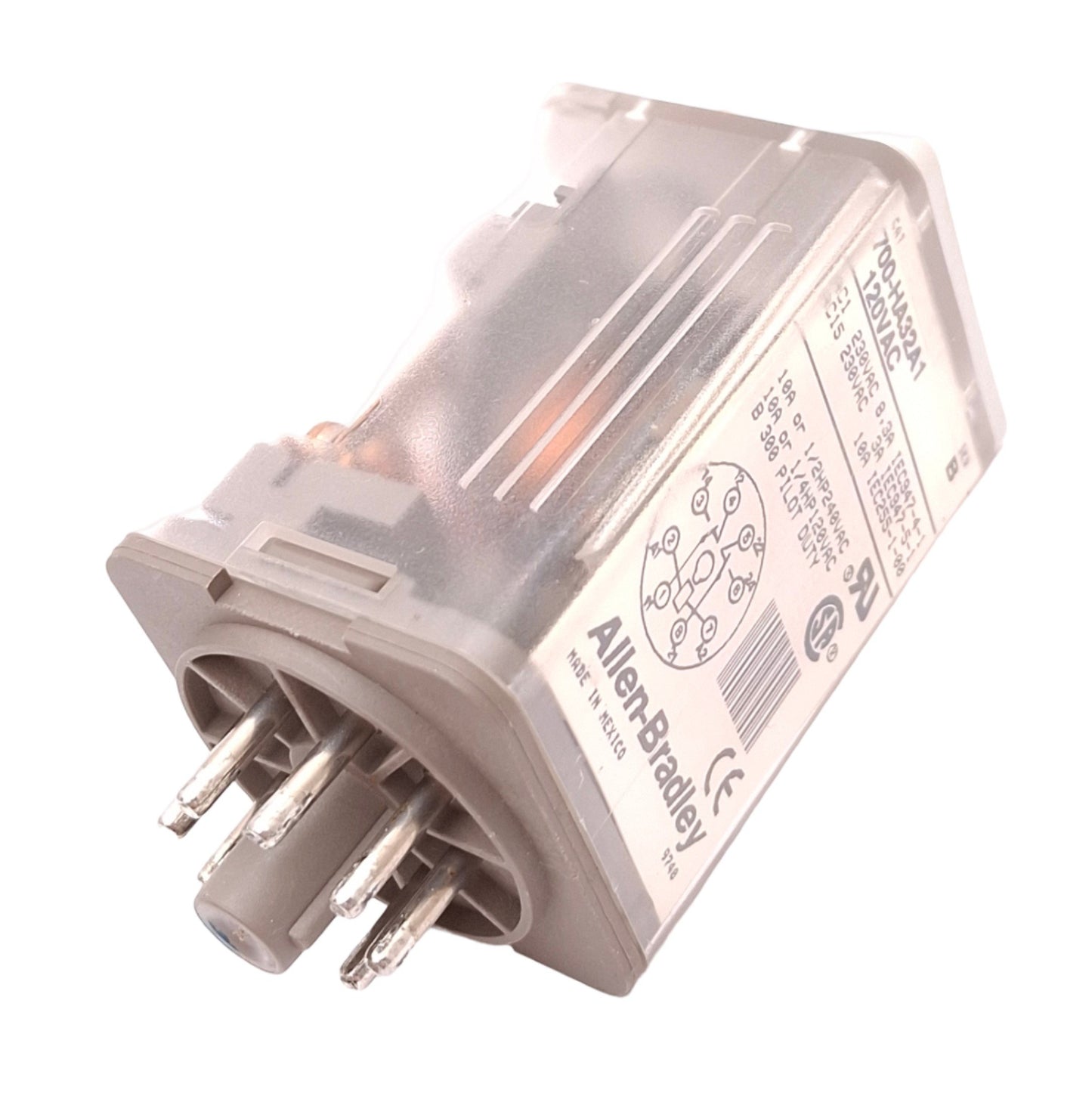 Used Allen Bradley 700-HA32A1 B Plug-In Relay, DPDT, 8-Pin Octal, 10A, 120VAC Coil