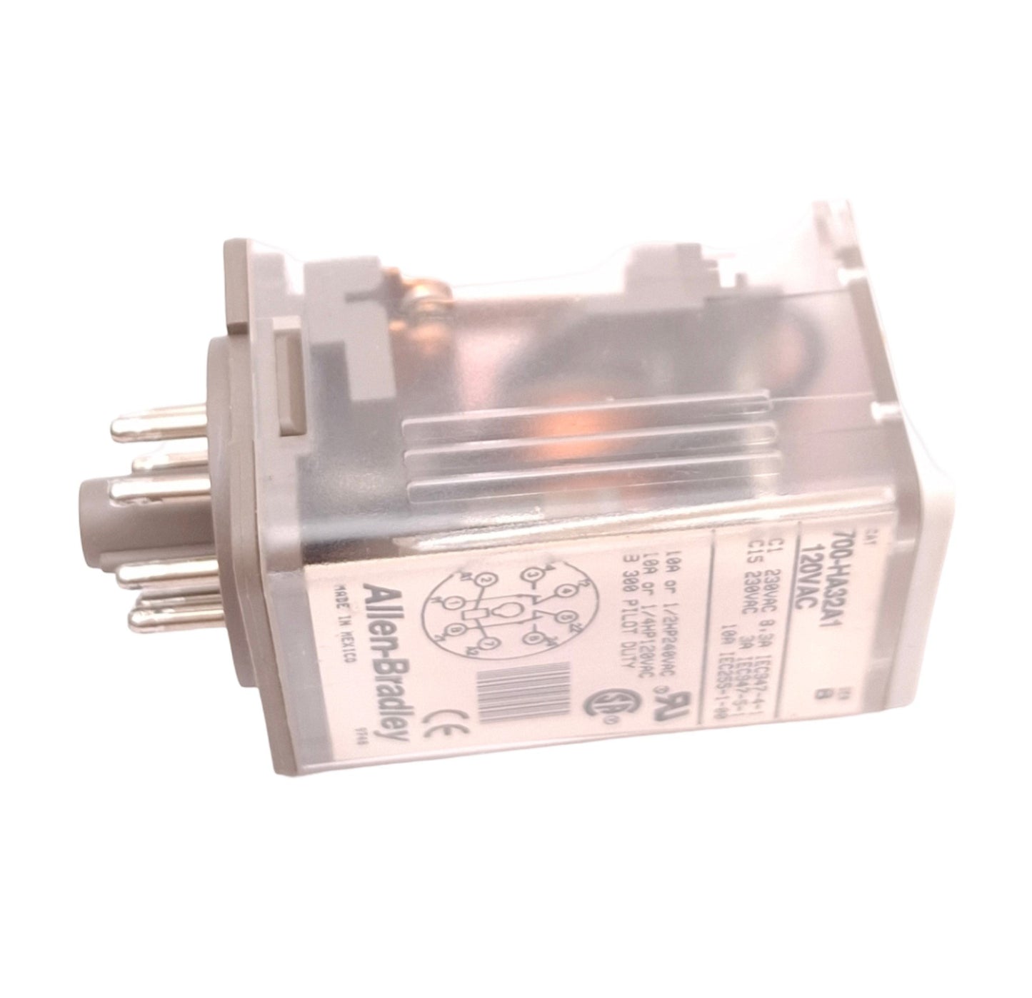 Used Allen Bradley 700-HA32A1 B Plug-In Relay, DPDT, 8-Pin Octal, 10A, 120VAC Coil