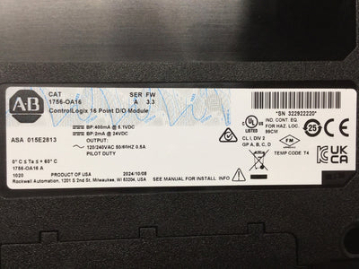 New – Open box Allen Bradley 1756-OA16 Digital AC Triac Output Module 120/240VAC, 16-Point