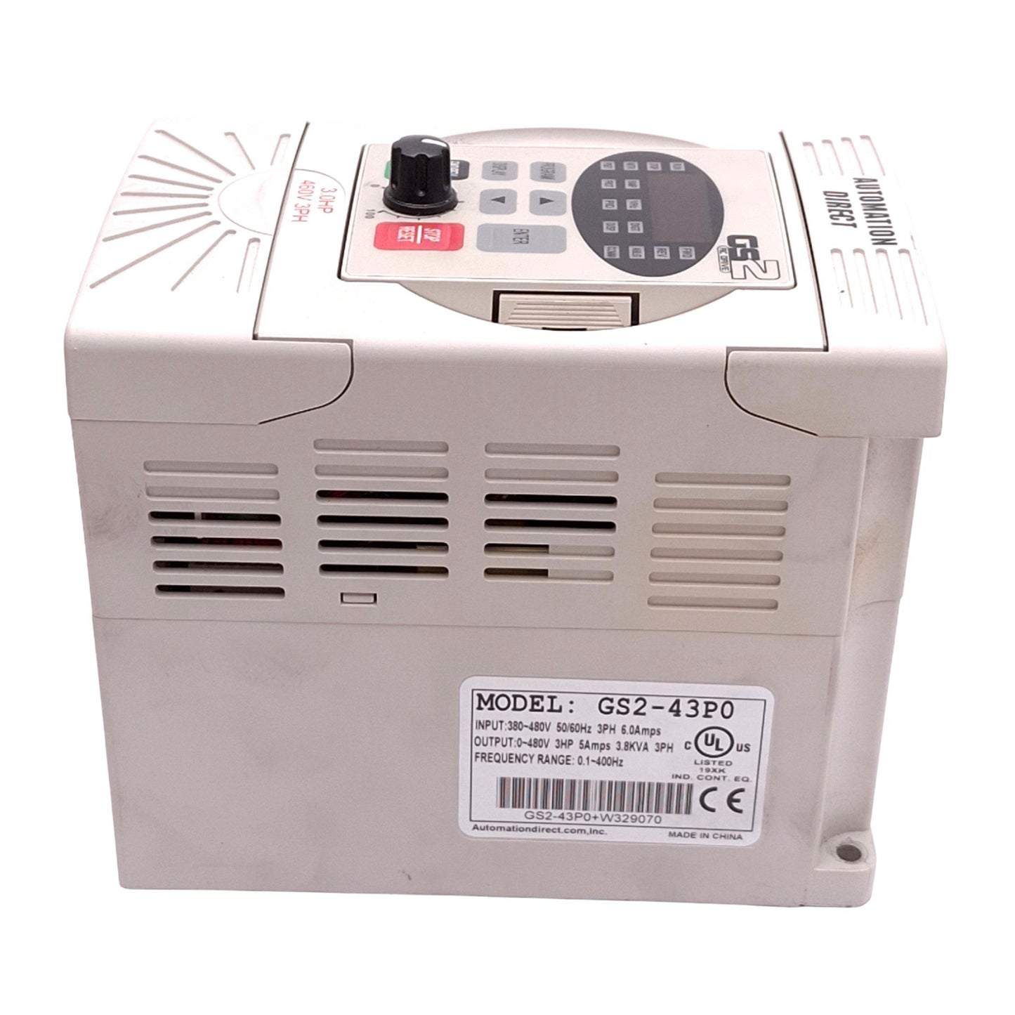 Used Automation Direct GS2-43P0 Variable Frequency Drive, 3Ø 0-480V 0.1-400Hz, 3.0hp