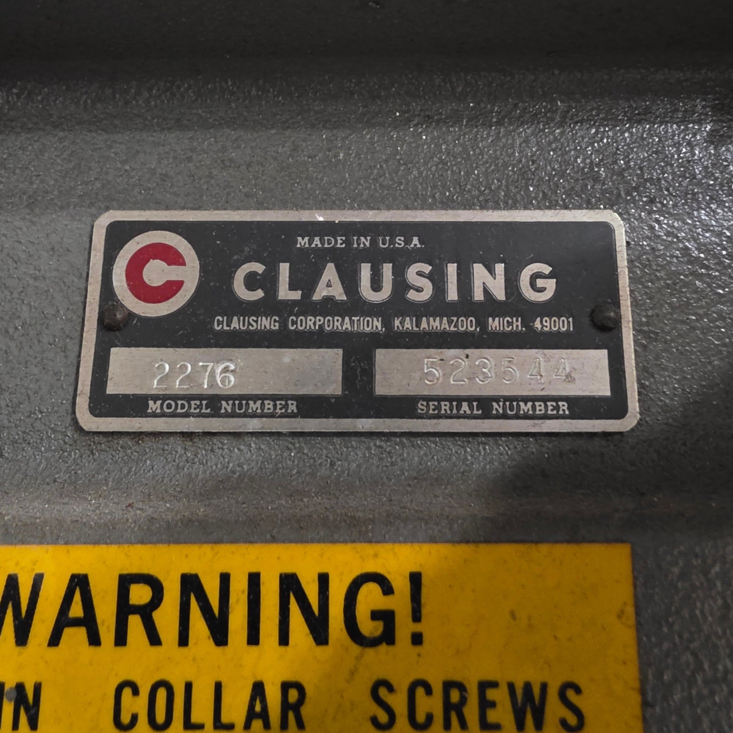 Used Clausing 2276 20" Floor Drill Press 1.5HP, 150-2000RPM, 208-230VAC 3-Phase