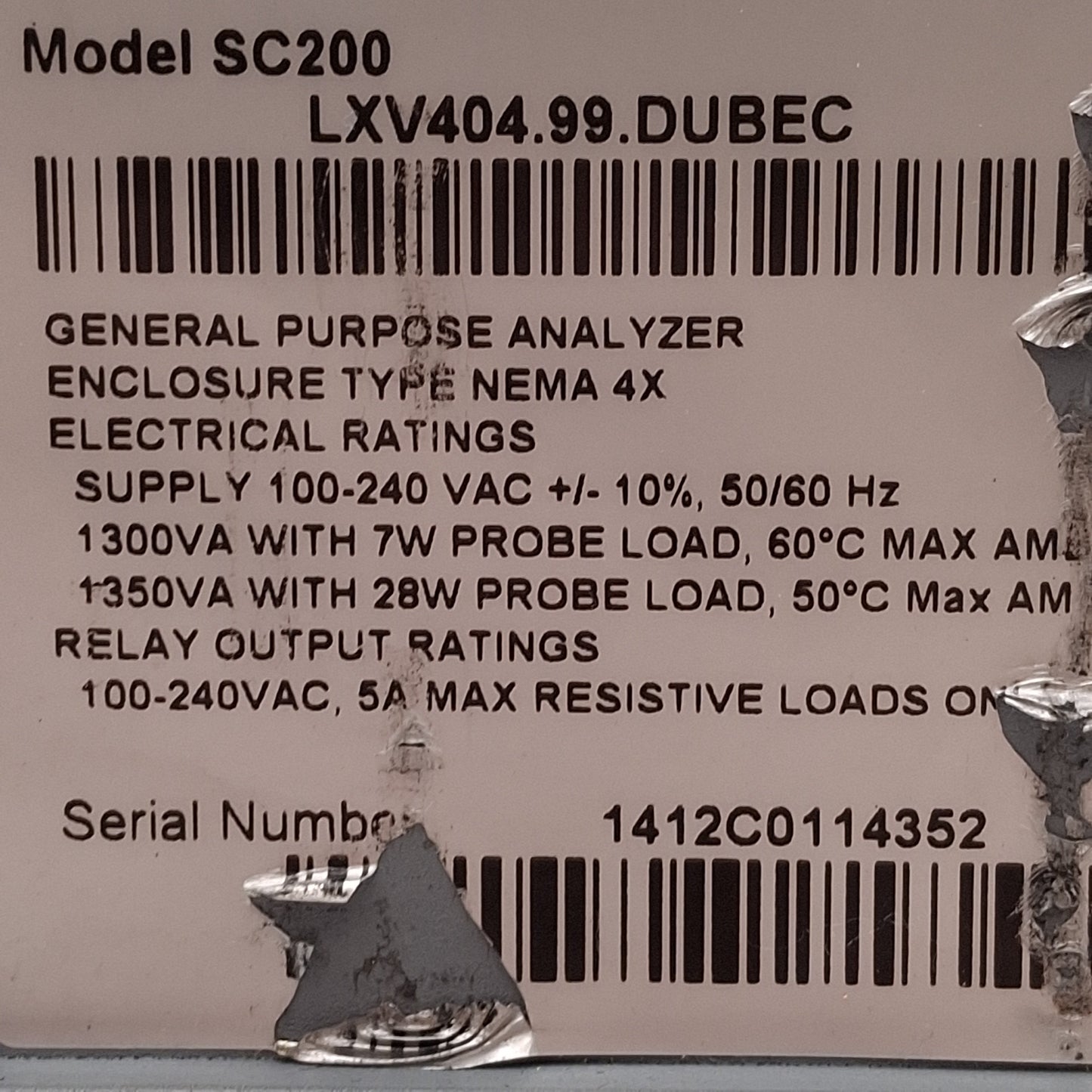 Used Hach LXV404.99DUBEC SC200 General Purpose Analyzer, 4x Relay Outputs, 100-240VAC