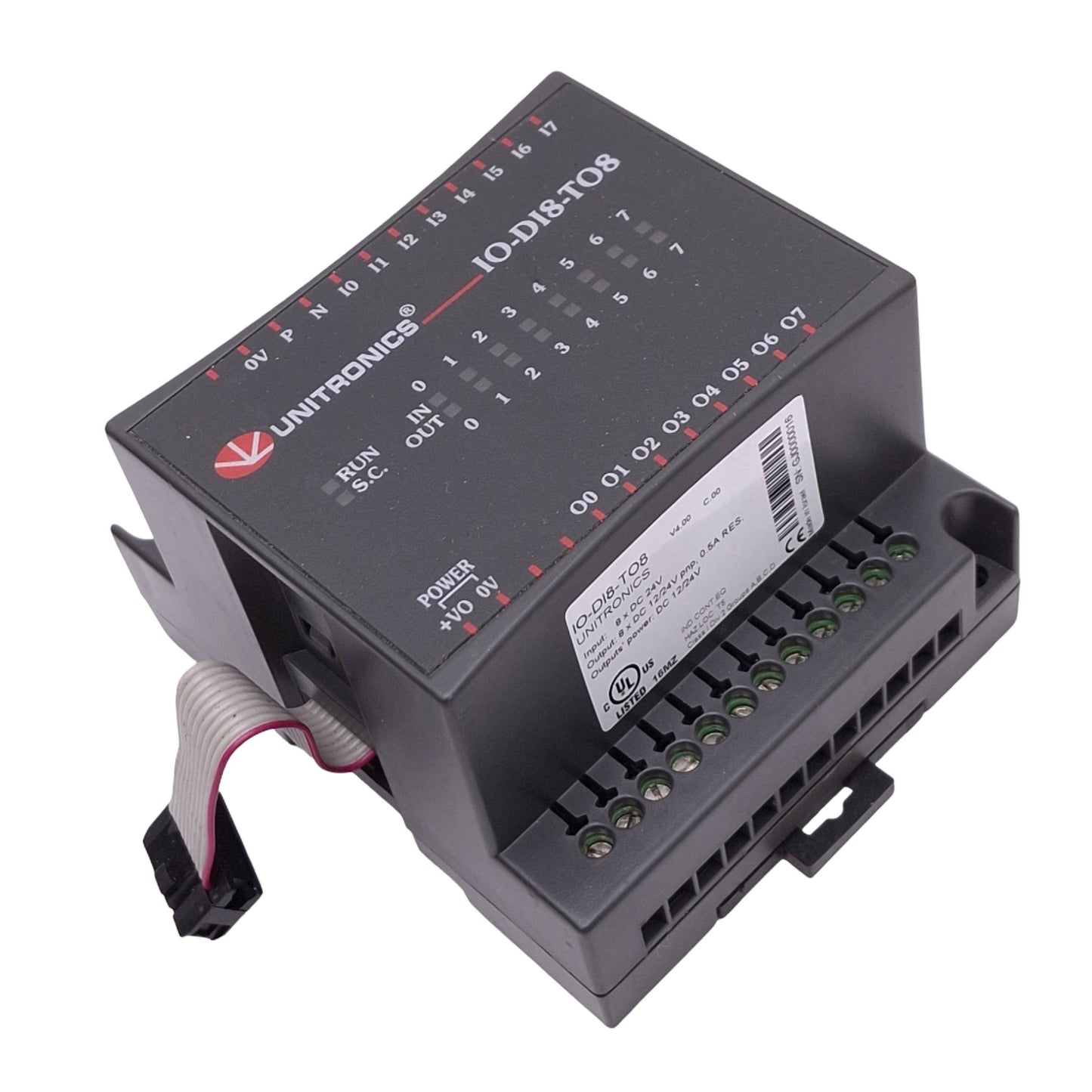 Used Unitronics IO-DI8-TO8 I/O Expansion Module, 8 Digital In, 8 Transistor Out, 24V