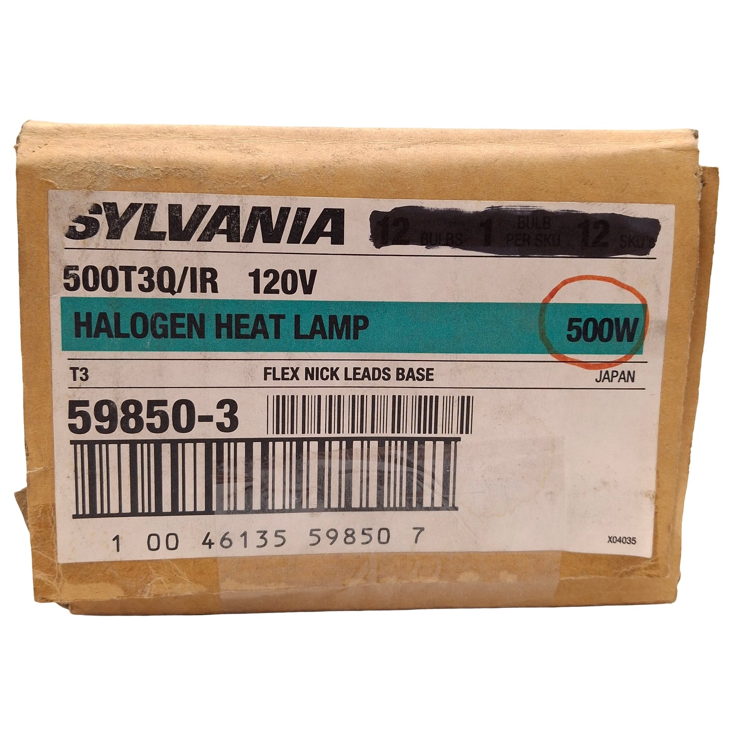 New Sylvania 500T3Q/IR Halogen Quartz Infrared Heat Lamp, T3, 500W, 115-120VAC