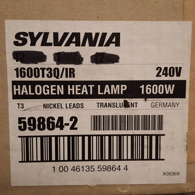 New Sylvania 1600T3Q/IR Halogen Quartz Infrared Heat Lamp, T3, 1600W, 240VAC
