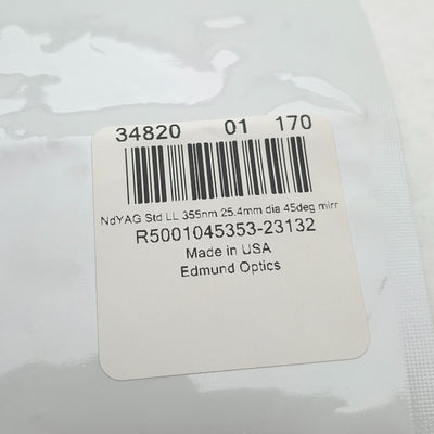 New Edmund Optics 34820 Nd:YAG Laser Line Mirror, ø25.4mm, 355nm, 45° Angle