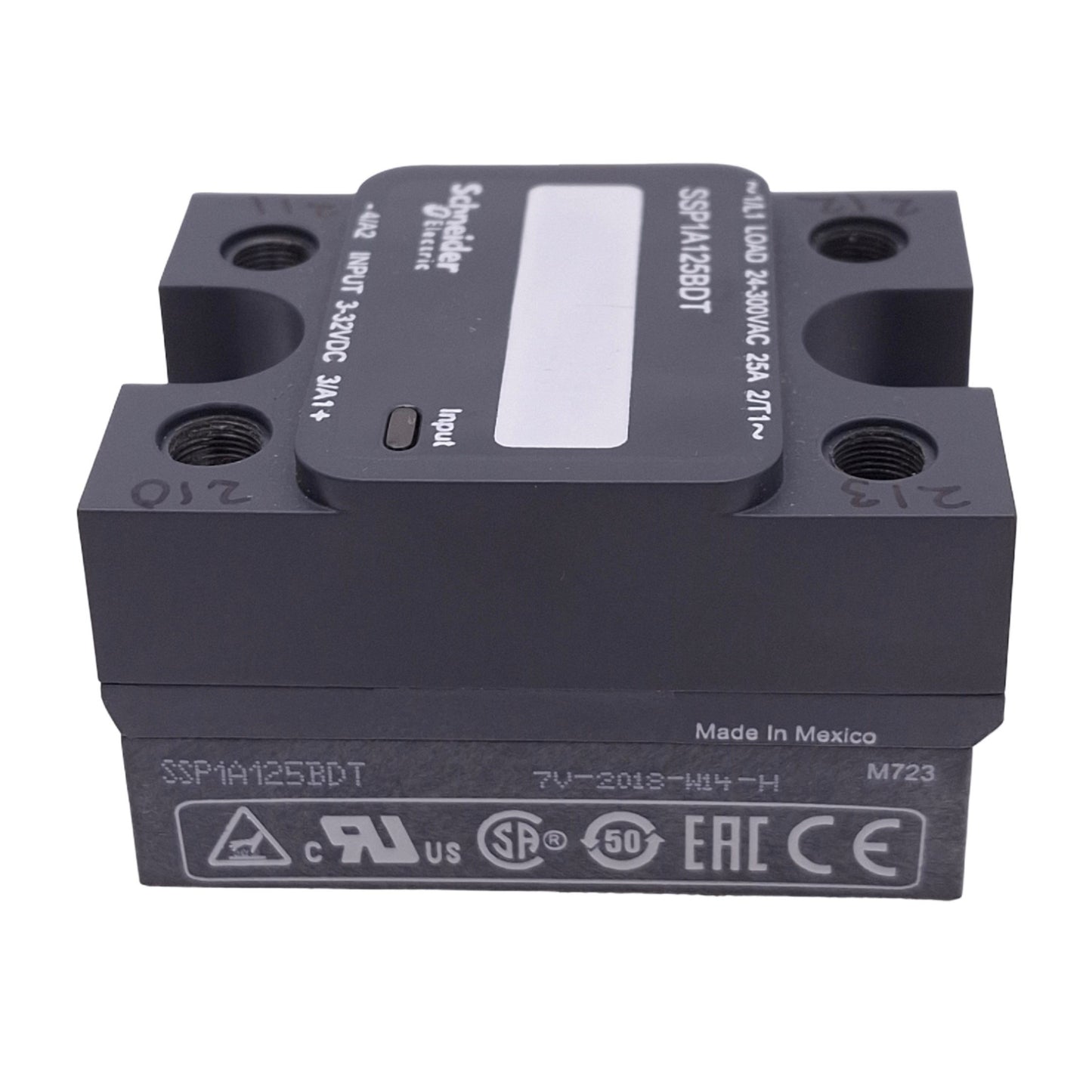 Used Schneider Electric SSP1A125BDT Solid State Relay, 3-32VDC In, 300VAC 25A Max