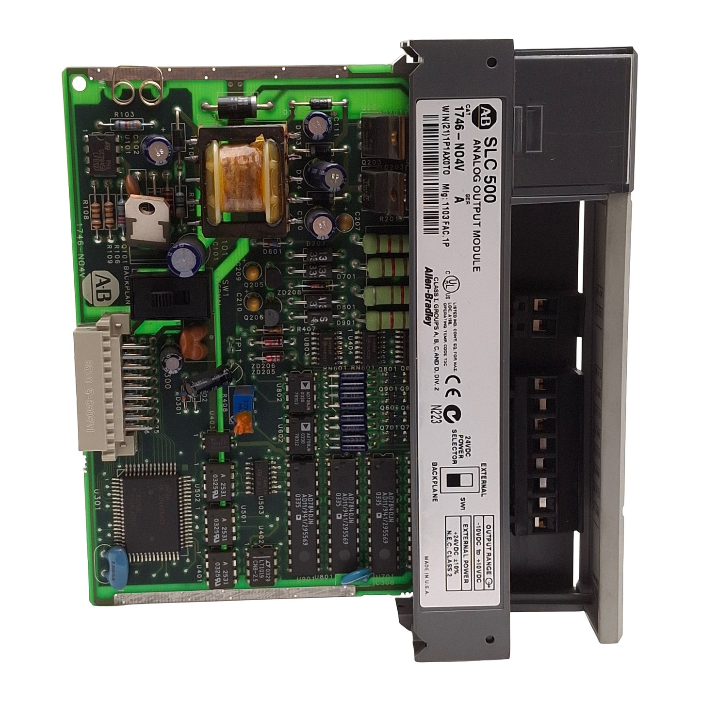 Used Allen Bradley 1746-NO4V Ser A SLC 500 Analog Output Module, 4x ±10VDC Out