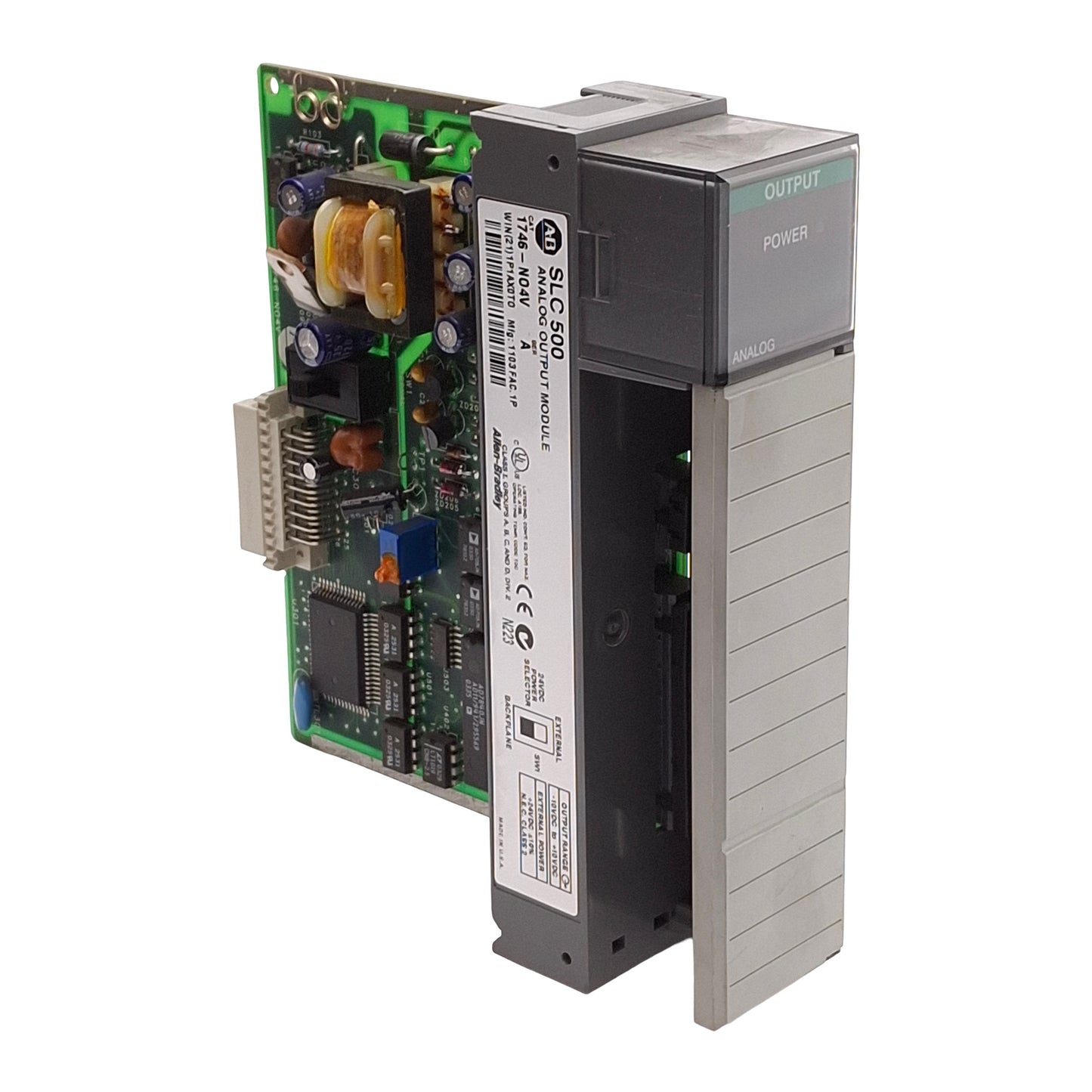 Used Allen Bradley 1746-NO4V Ser A SLC 500 Analog Output Module, 4x ±10VDC Out