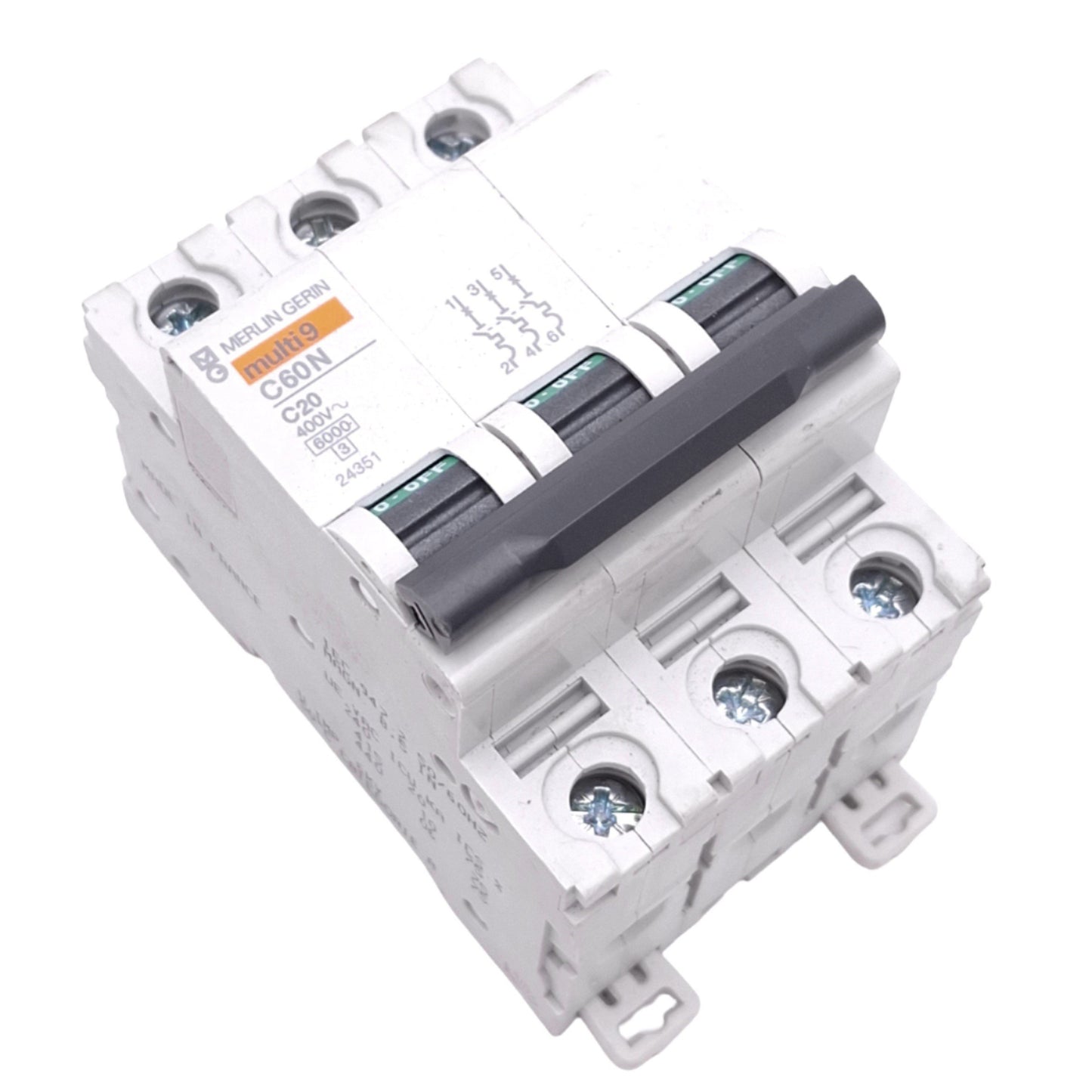 Used Merlin Gerin 24351 C60N-3P-20A-C Circuit Breaker, 3-Pole, 20A, 240VAC Max