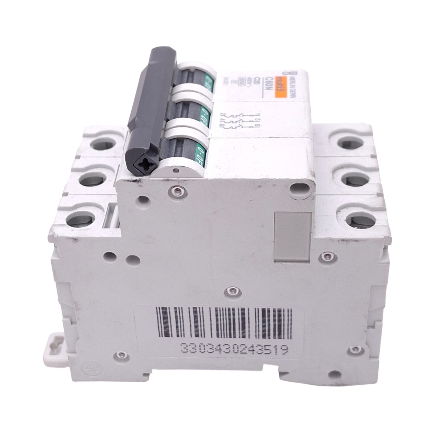 Used Merlin Gerin 24351 C60N-3P-20A-C Circuit Breaker, 3-Pole, 20A, 240VAC Max
