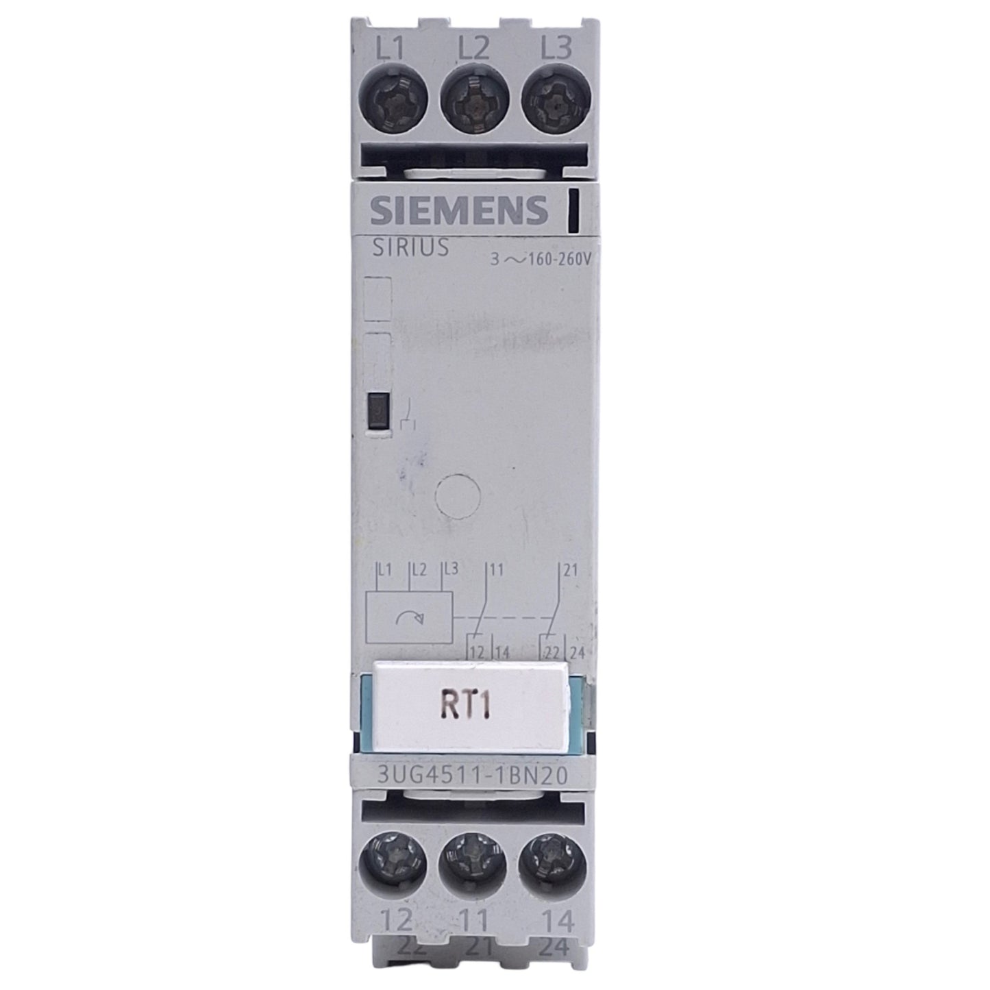 Used Siemens 3UG4511-1BN20 Analog Monitoring Relay 160-260VAC, 3A, 3-Pole, 450ms