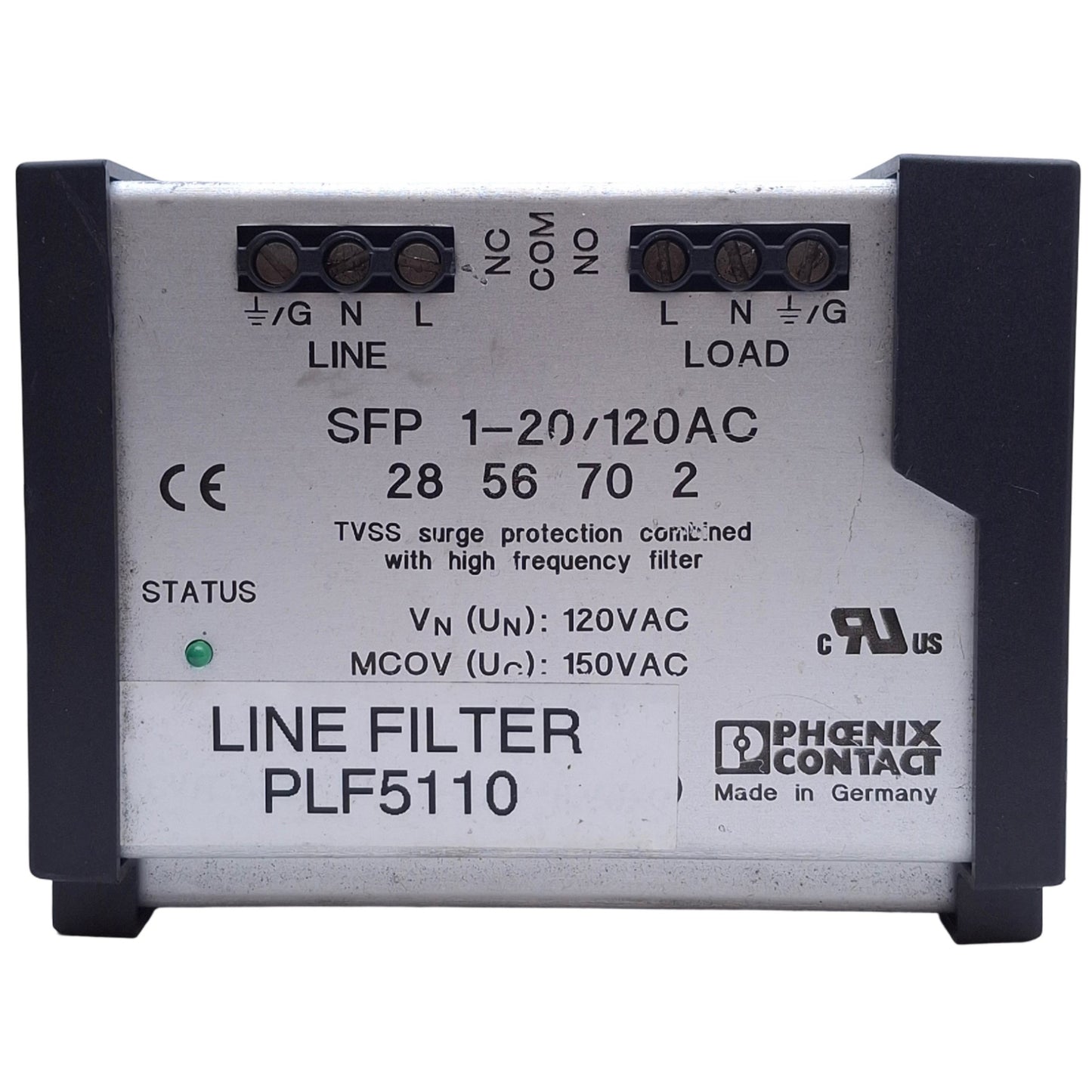 Used Phoenix Contact SFP 1-20/120AC EMC Filter Surge Protection 120VAC, 20A
