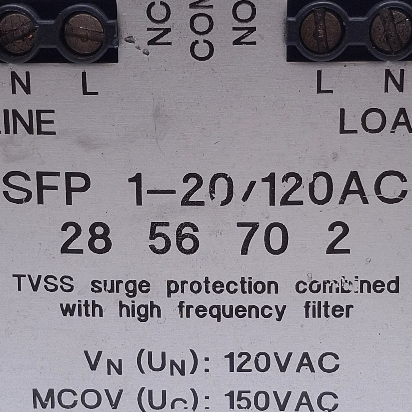 Used Phoenix Contact SFP 1-20/120AC EMC Filter Surge Protection 120VAC, 20A