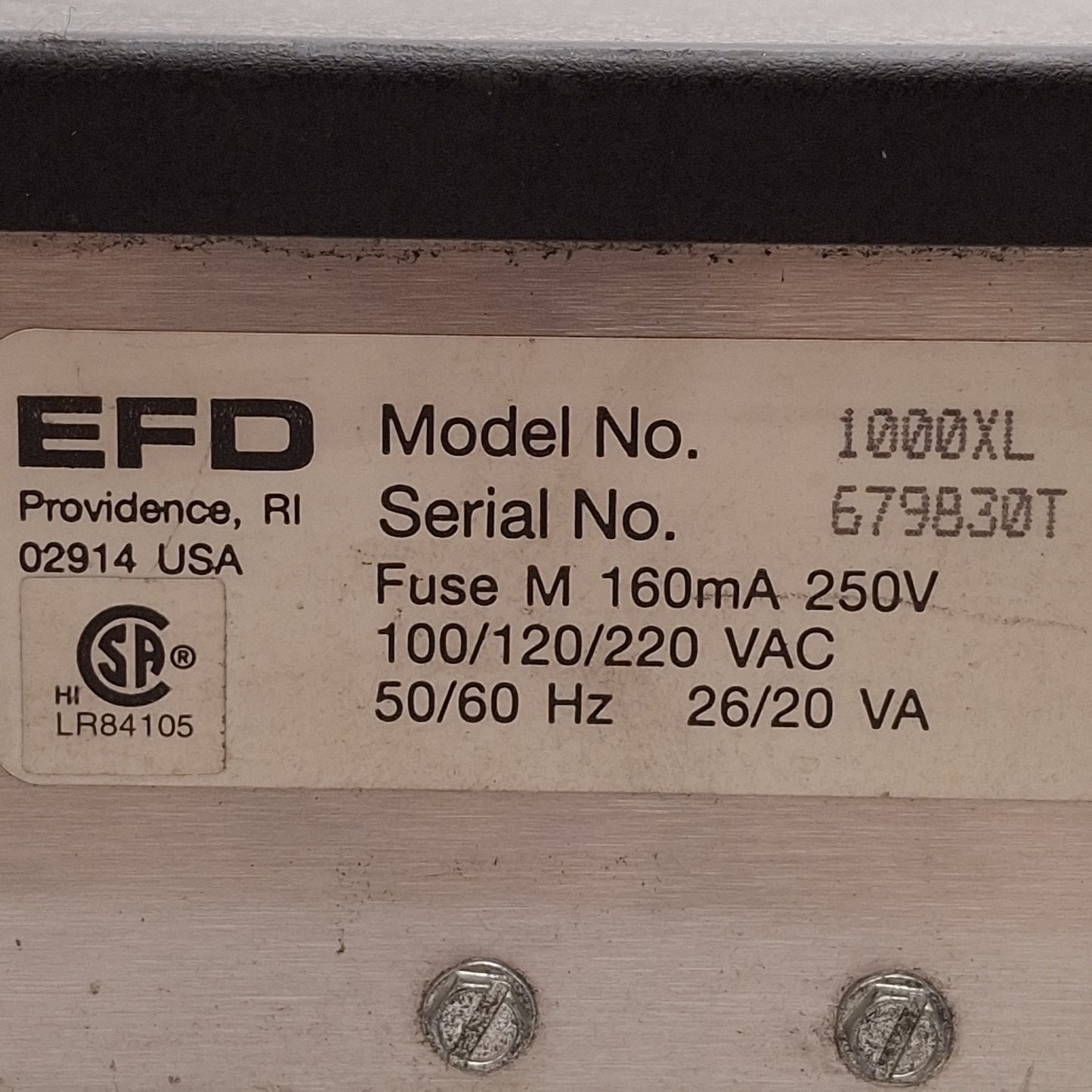Used EFD 1000XL Electronic Fluid Dispenser 80-100PSI In, 0-100PSI Out, 100/120/220VAC
