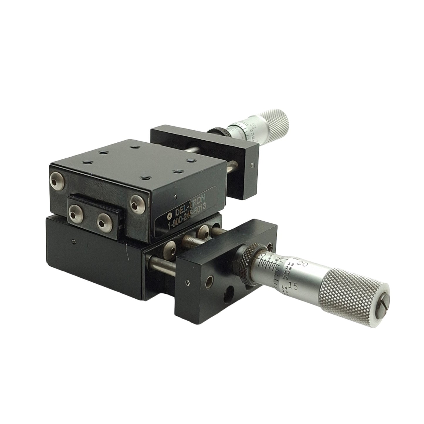 Used Del-Tron 450-XY Ball Slide Positioning Stage 0.23in (6mm) Travel, 20lbs Capacity