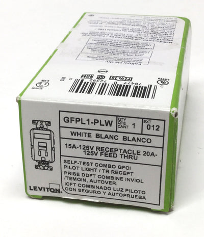 New Leviton GFPL1-PLW SmartLockPro GFCI Receptacle, White, 125VAC 15A, NEMA 5-15R
