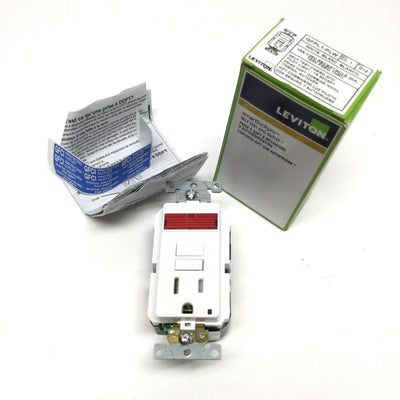 New Leviton GFPL1-PLW SmartLockPro GFCI Receptacle, White, 125VAC 15A, NEMA 5-15R